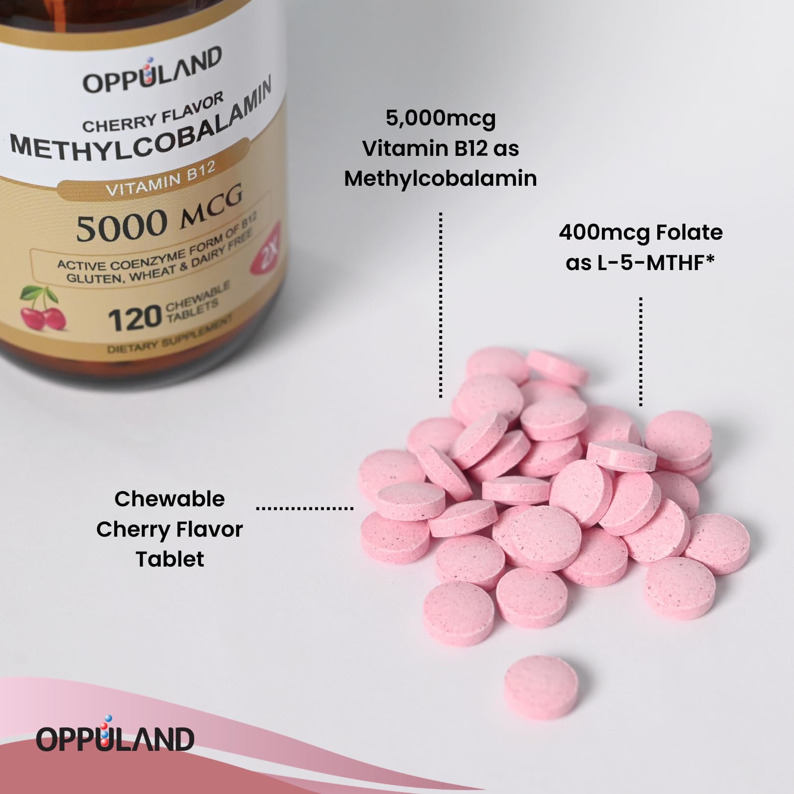 Oppuland Vitamin B12 tablets with cherry flavour