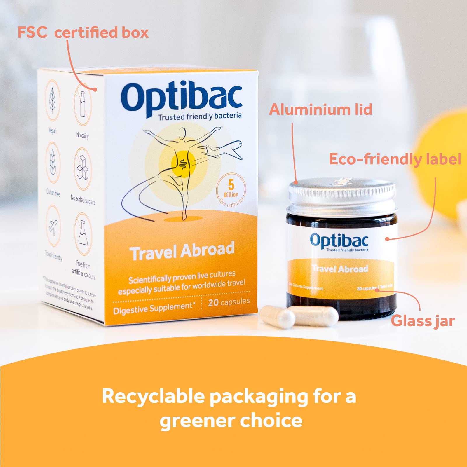 Optibac Probiotics Acidophilus Capsules opened bottle with capsules visible