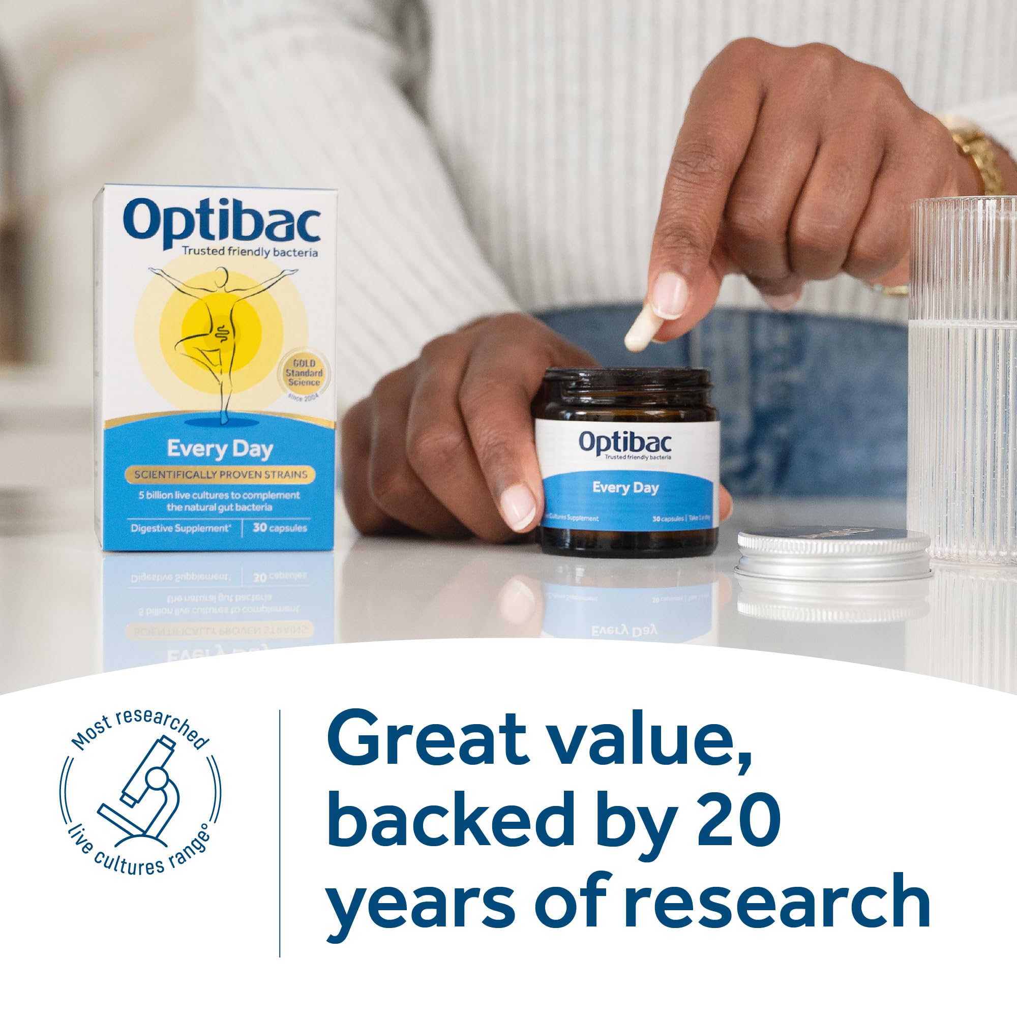 Optibac Probiotics Daily daily Balance capsule bottle side view