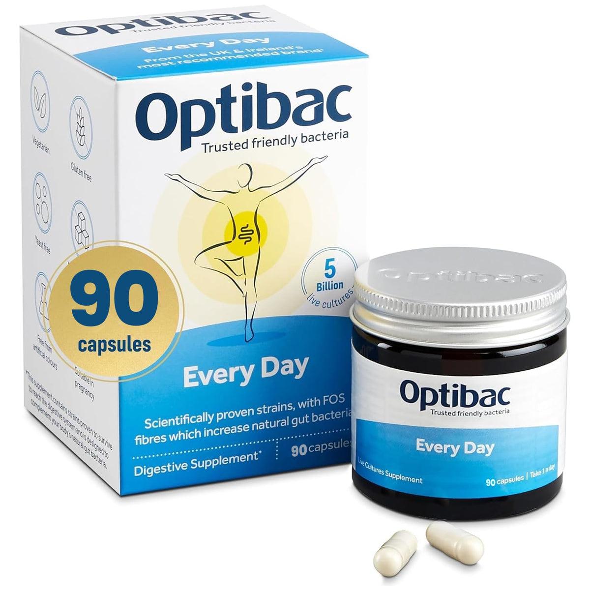 Optibac Probiotics Daily Live Cultures 90 capsules front view