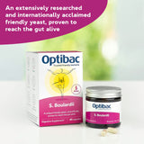 Optibac Probiotics Saccharomyces Boulardii 50g capsule jar side view