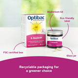 Optibac Probiotics Saccharomyces Boulardii capsule jar with glass and water
