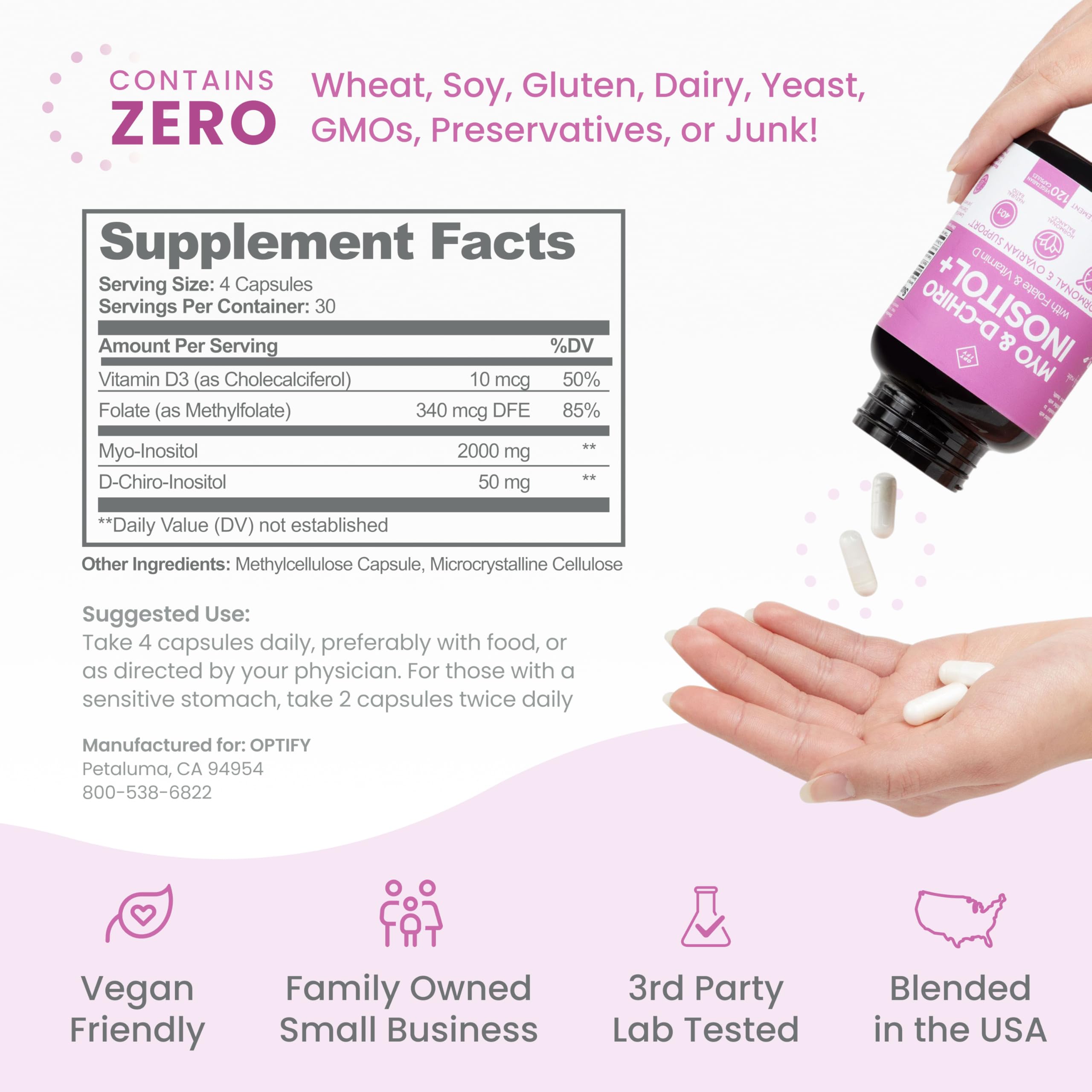 Optify Inositol+ Myo and D-Chiro Inositol packaging