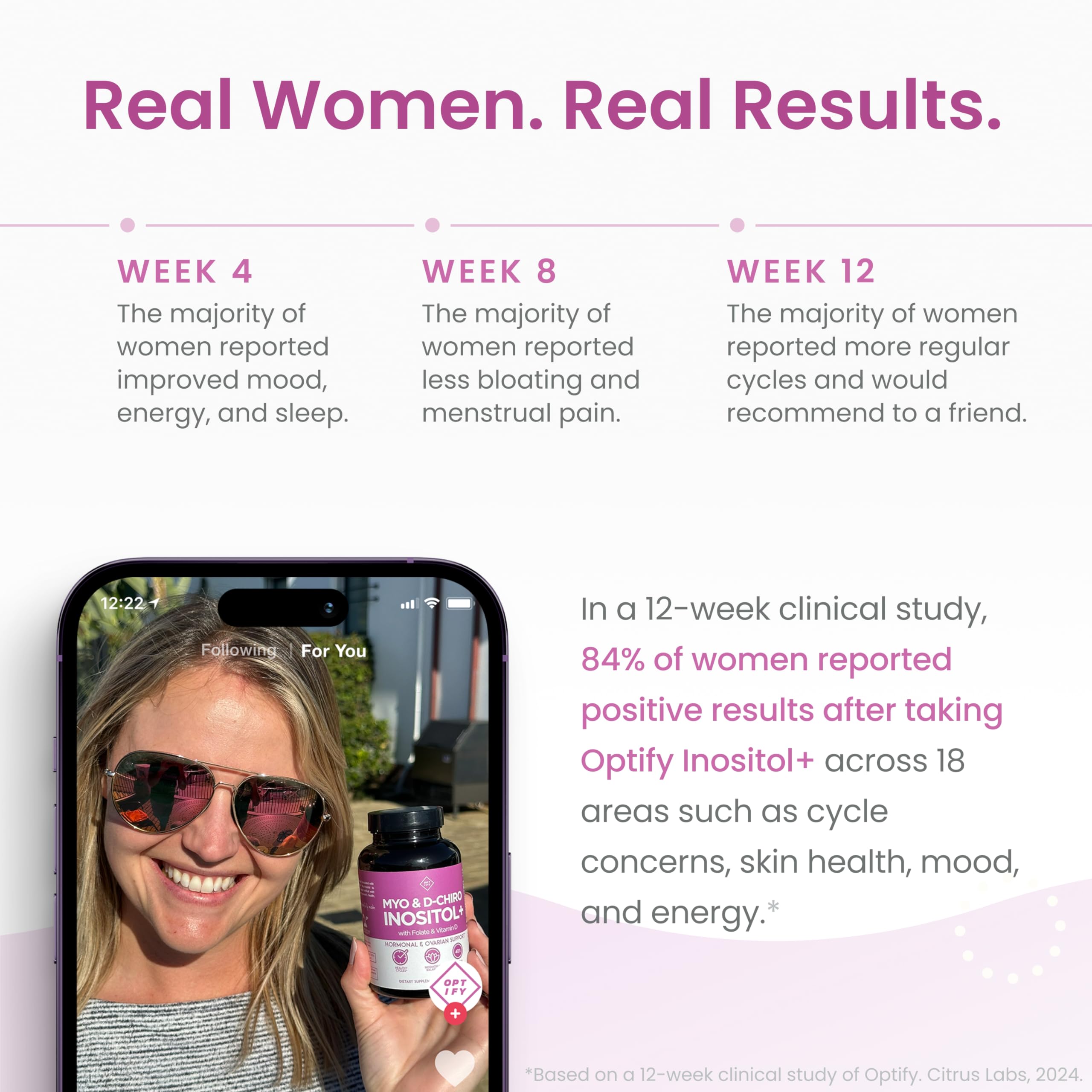 Optify Inositol+ Myo and D-Chiro Inositol supplement packaging