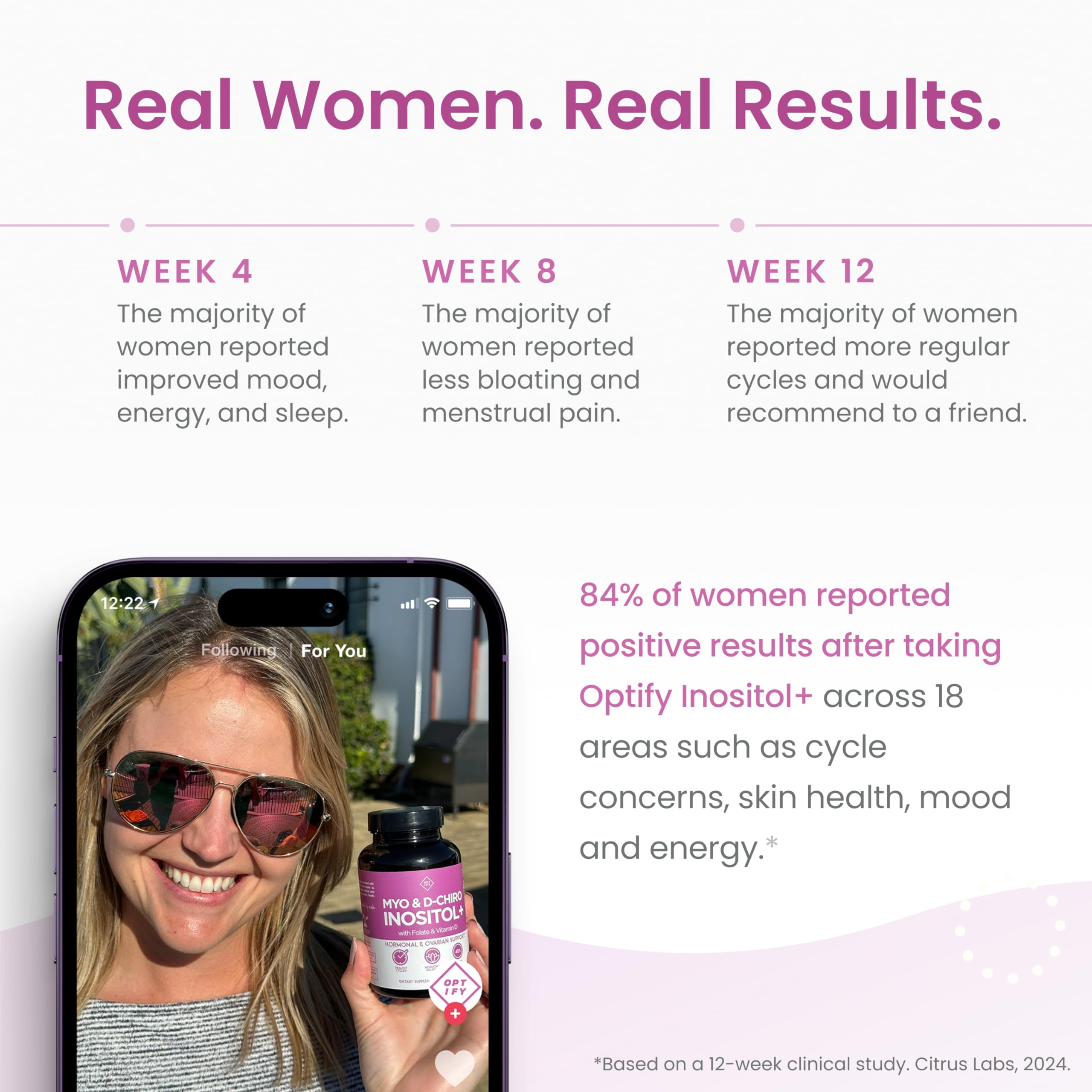 Optify Inositol+ Myo and D-Chiro Inositol supplement with measuring spoon