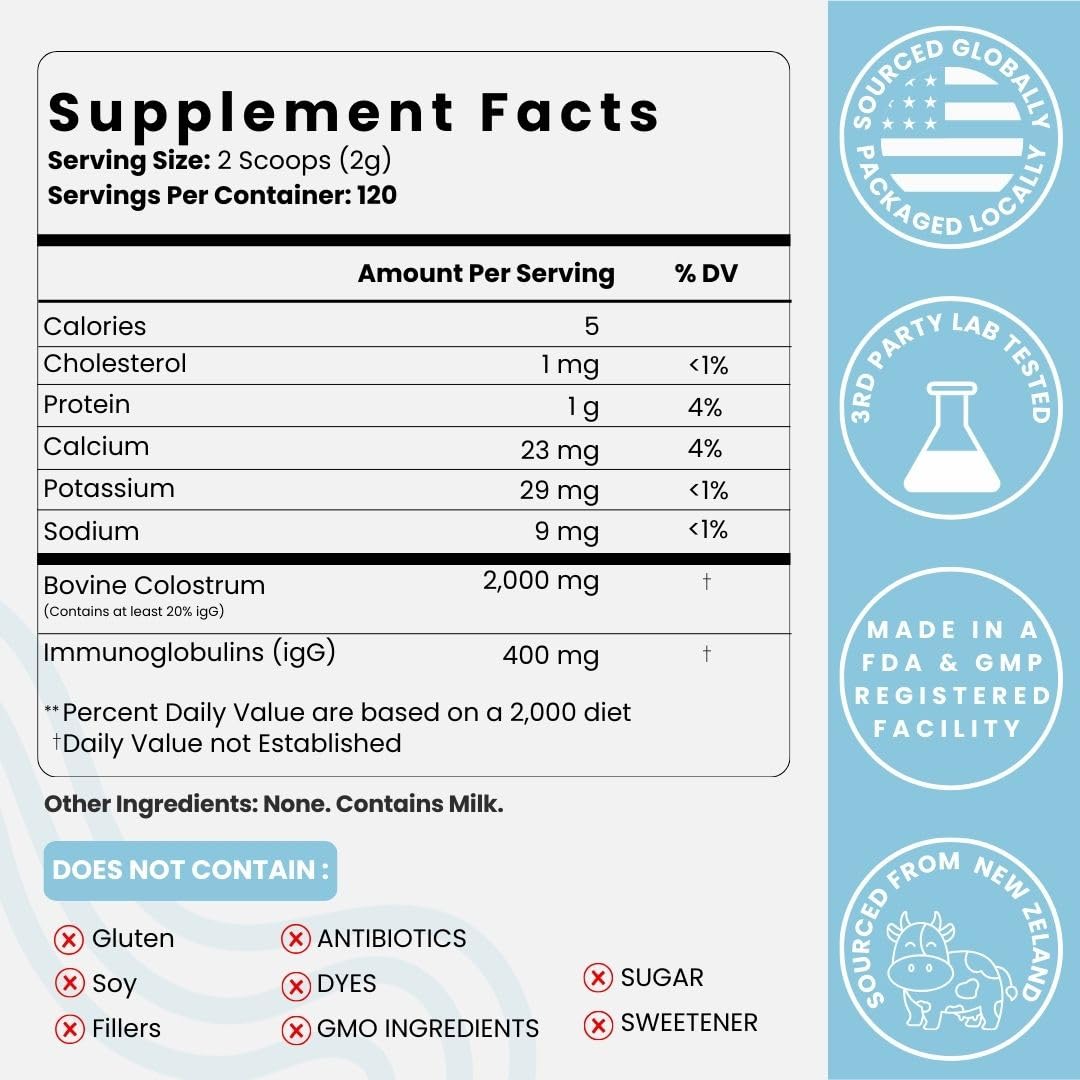 Optimal 5-HTP Colostrum Powder jar with scoop