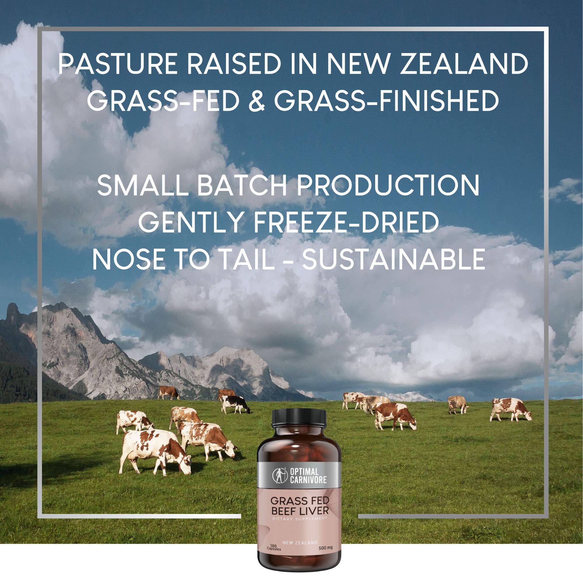 Optimal Carnivore Beef Liver Capsules showcasing the ingredients list