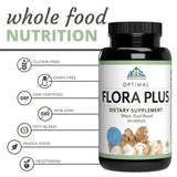Optimal Flora Plus Probiotic Capsules with dosage information