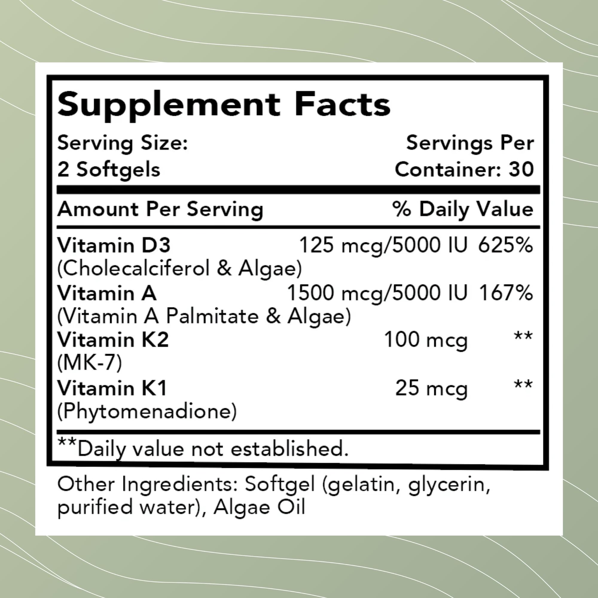 Optimal Health Systems Vitamin D3 & K2 Whole Food Supplement packaging