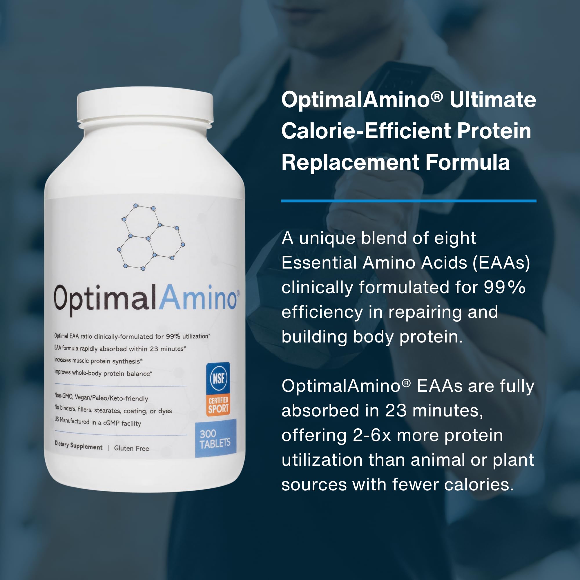 OptimalAmino Amino Acids Supplement 372g powder scoop