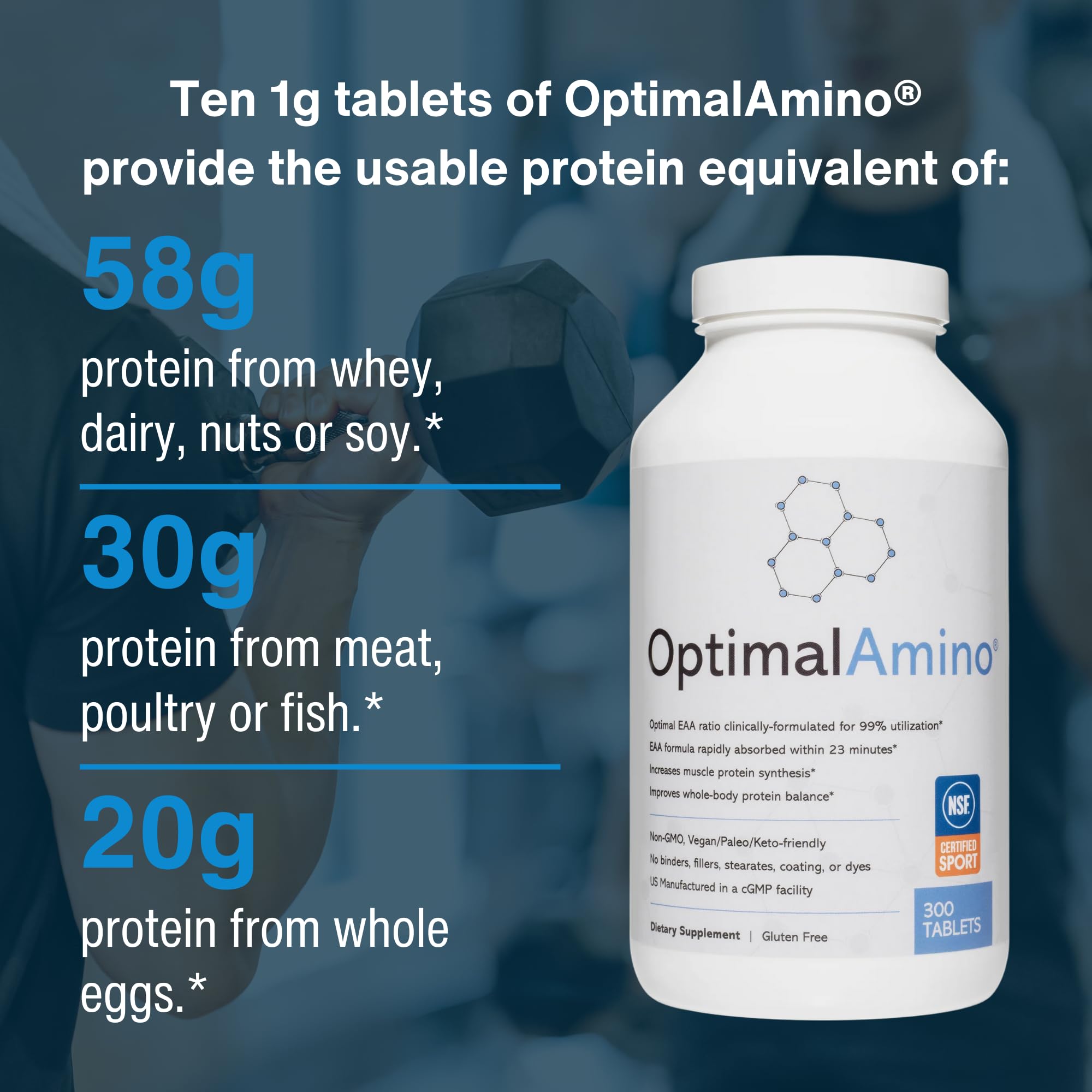OptimalAmino Amino Acids Supplement 372g tablet form