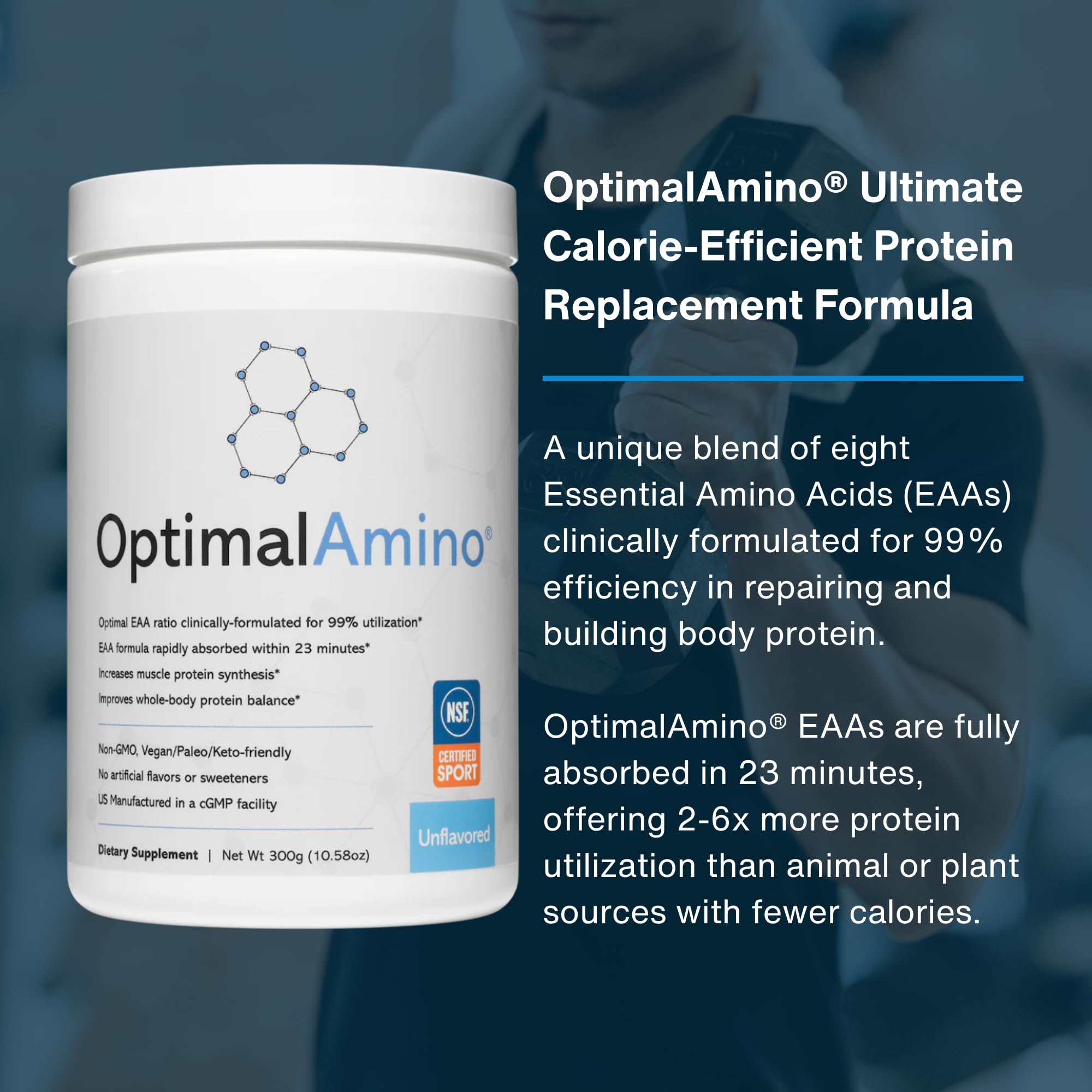 OptimalAmino Complete Amino Acid Profile 358g side view