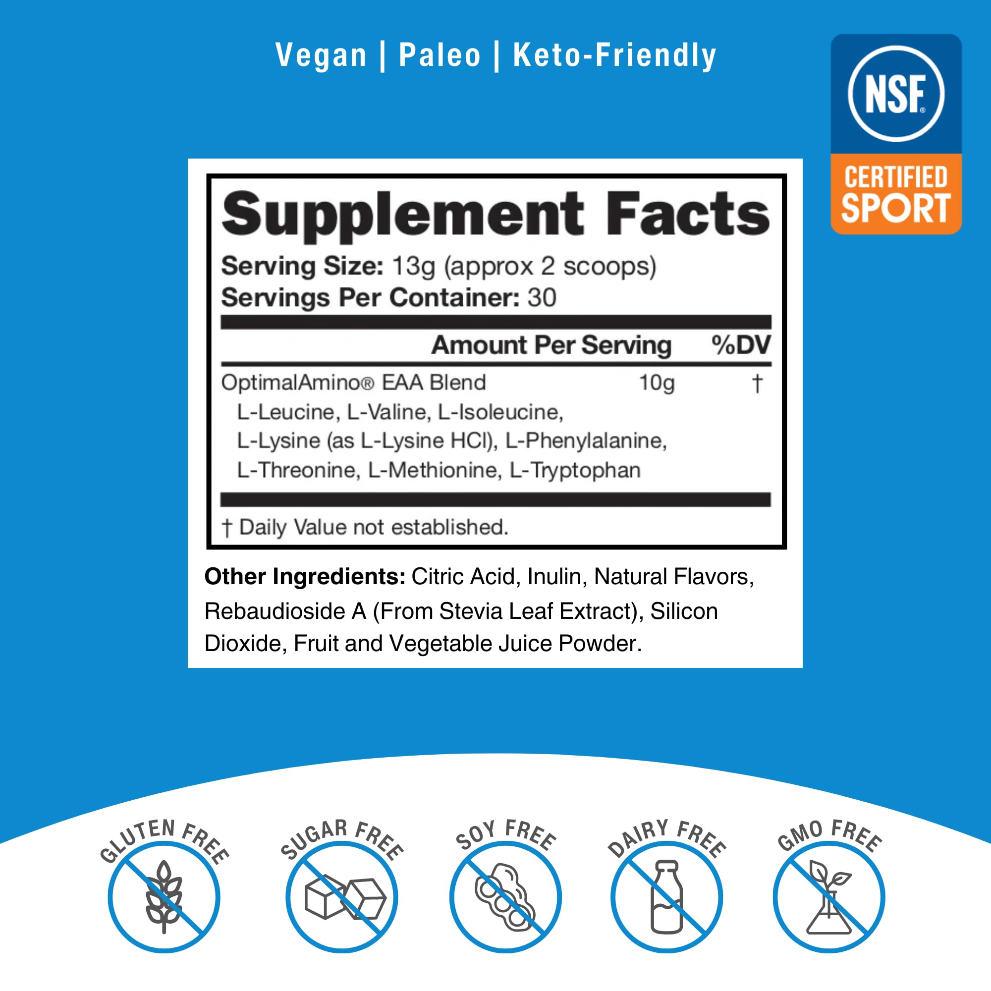OptimalAmino Complete Amino Acid Supplement 472g packaging