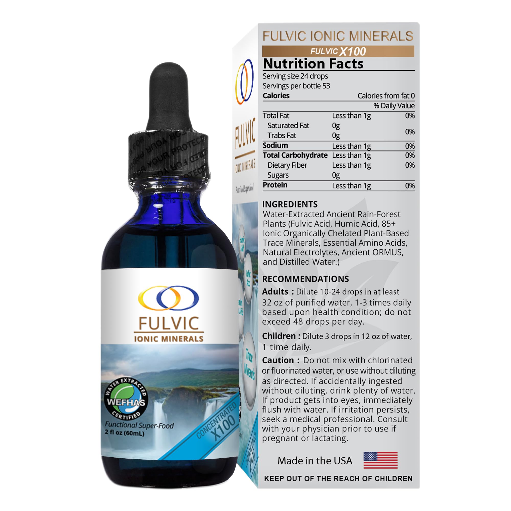 Optimally Organic Fulvic Ionic Minerals 57g side view