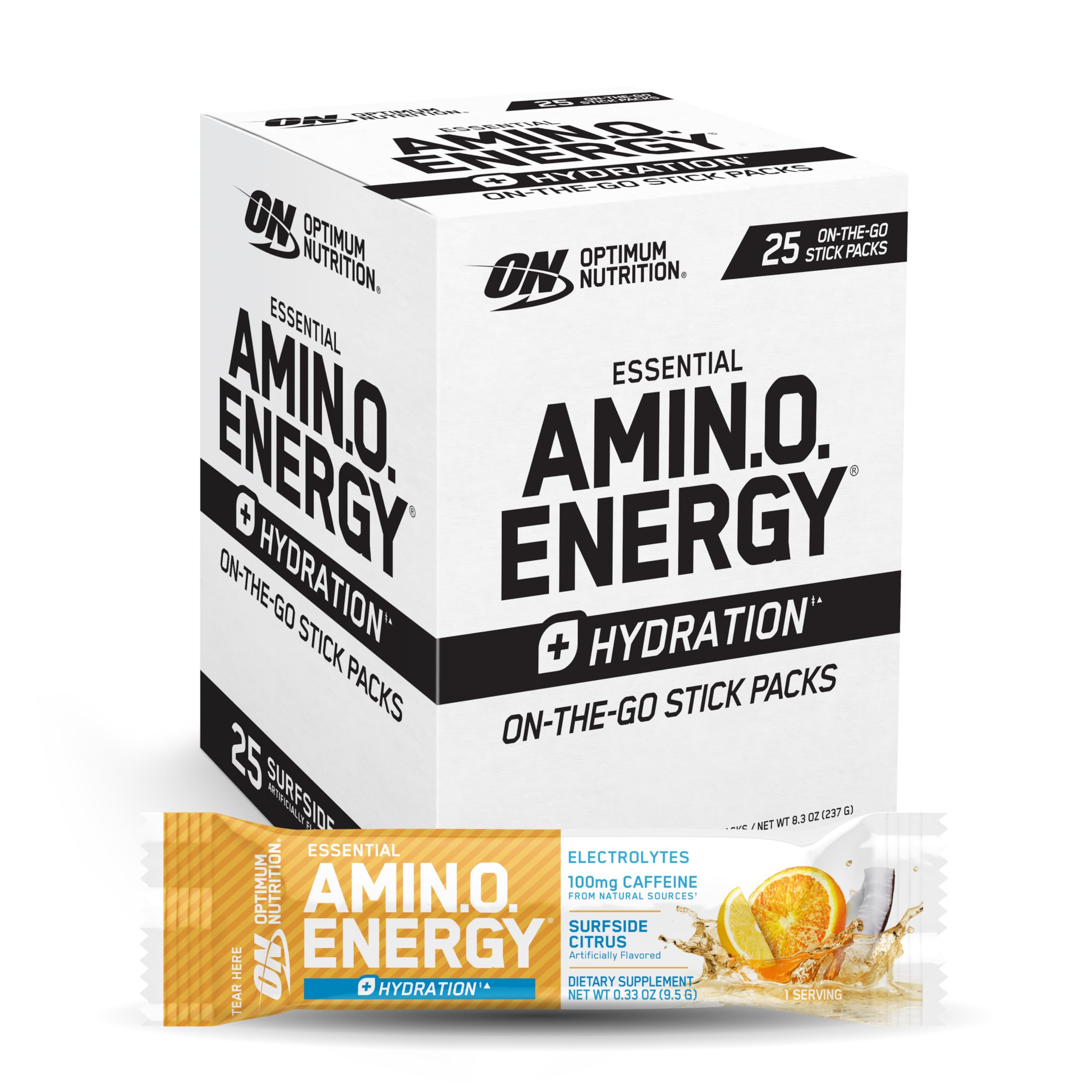 Optimum Nutrition AMIN.O. ENERGY + Electrolytes Stick Packs front view