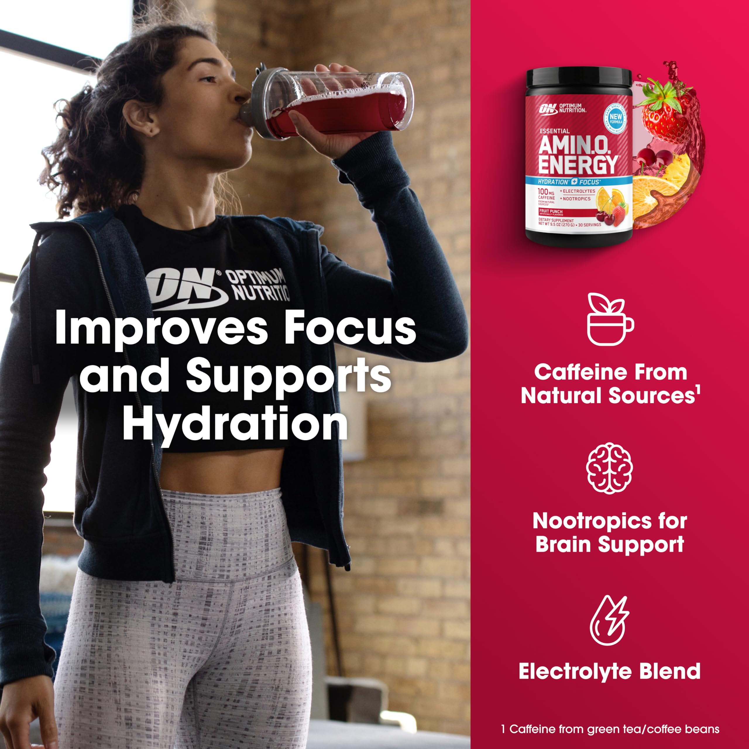 Optimum Nutrition Amin.O. Energy Hydration + Focus 270g packaging
