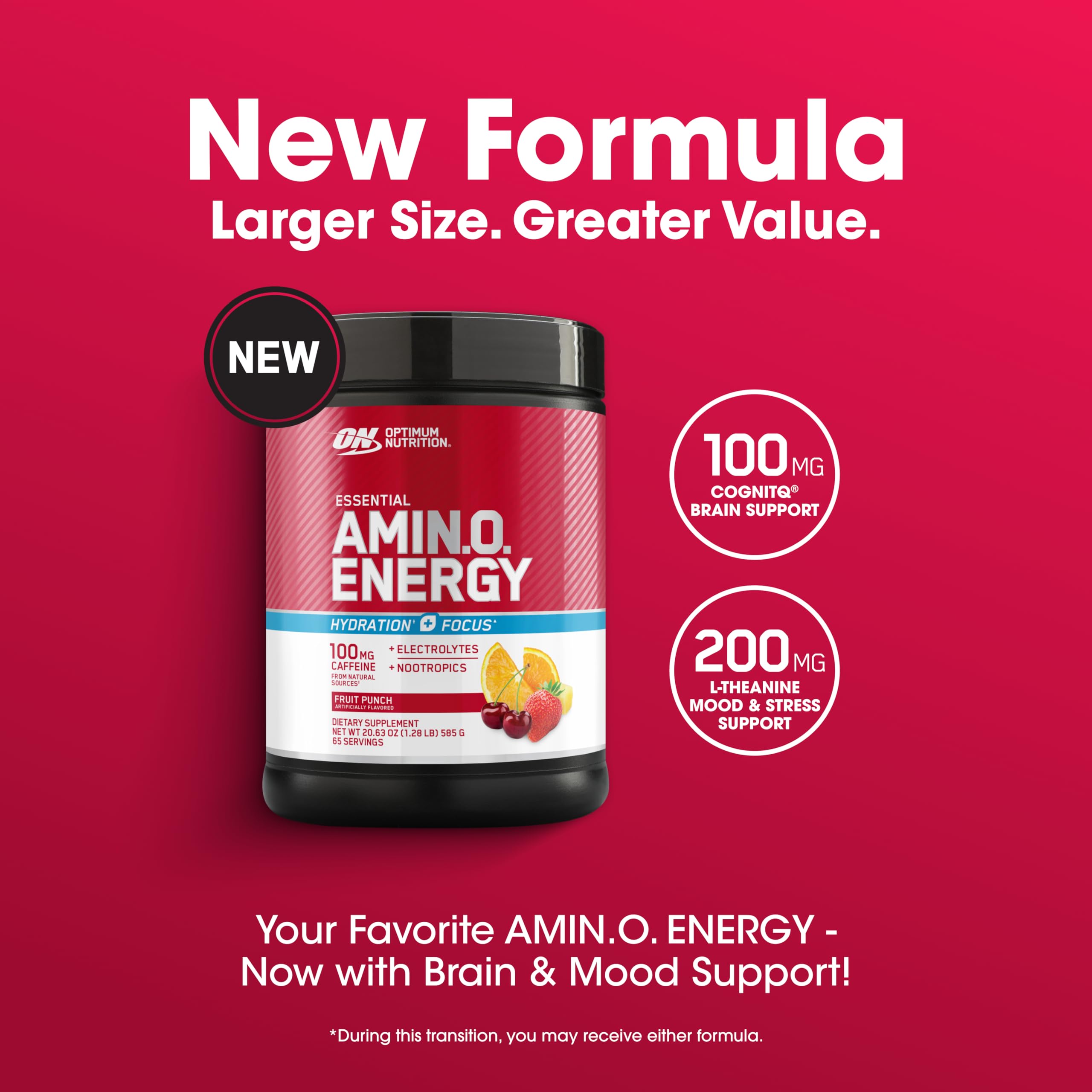 Optimum Nutrition Amin.O. Energy Hydration + Focus 585g packaging