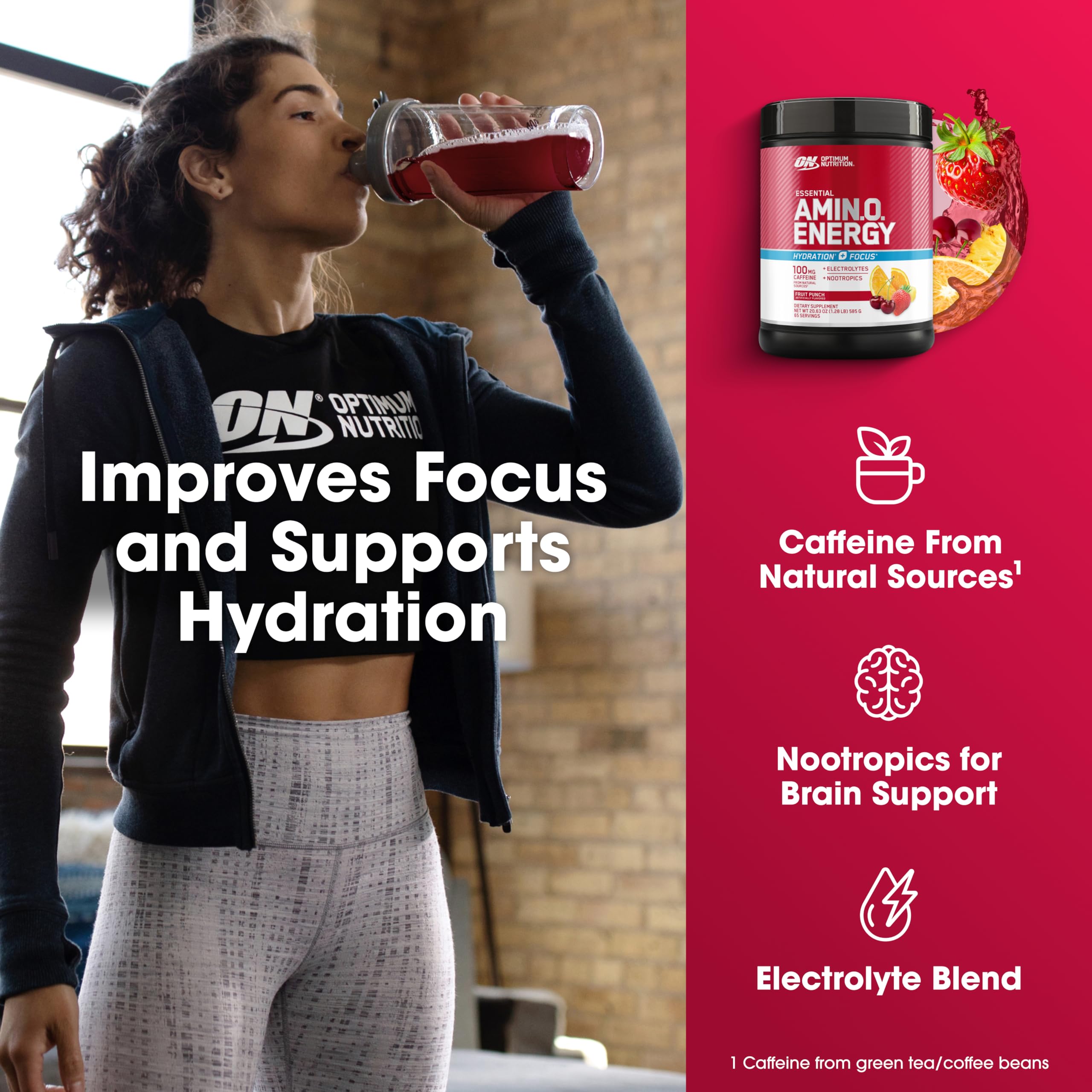 Optimum Nutrition Amin.O. Energy Hydration + Focus 585g serving suggestion