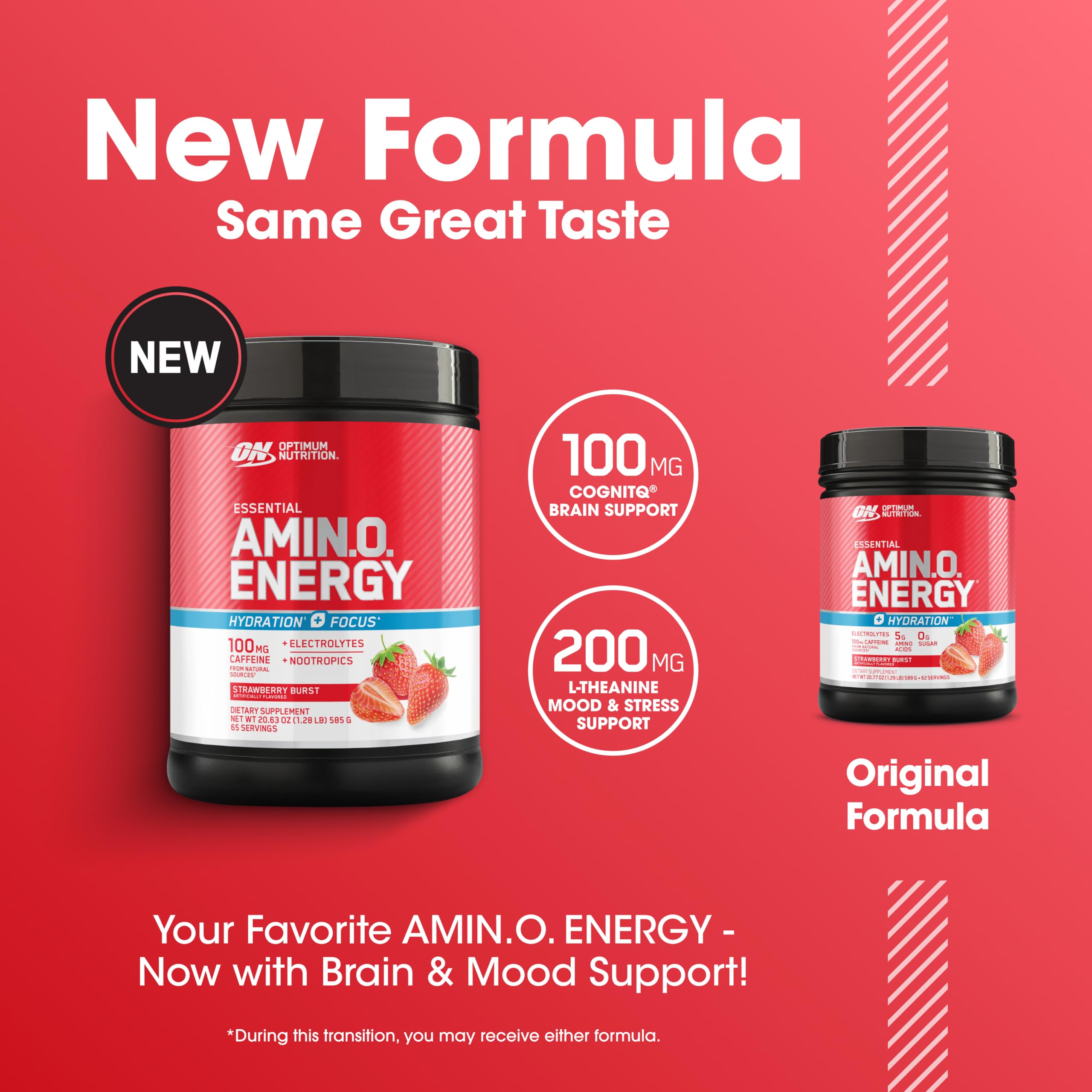 Optimum Nutrition Amin.O. Energy Hydration + Focus 585g side view