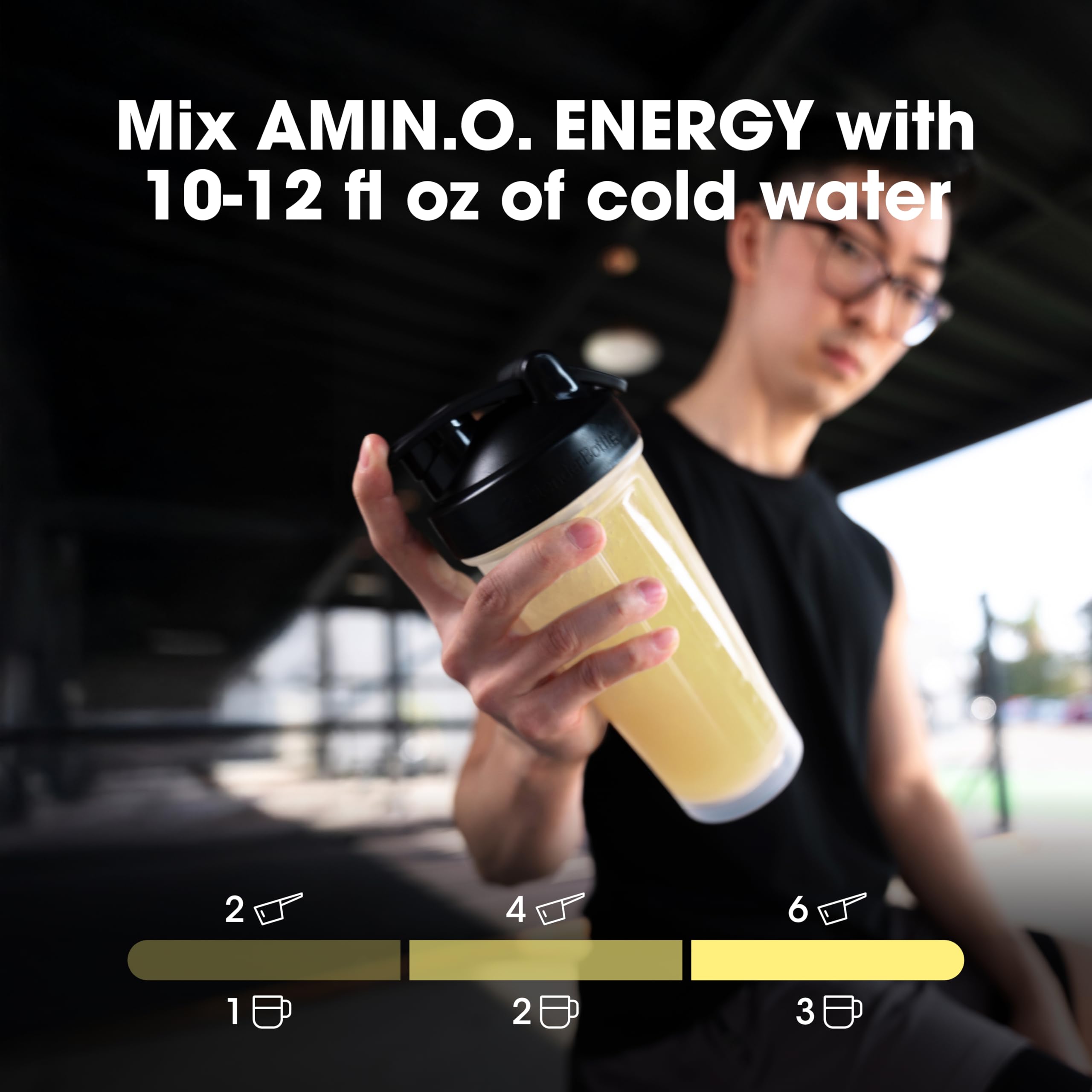 Optimum Nutrition Amin.O. Energy Hydration + Focus on a gym bench