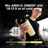 Optimum Nutrition Amin.O. Energy Hydration + Focus on a gym bench