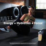 Optimum Nutrition Amin.O. Energy Hydration + Focus packaging on gym bench