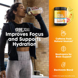 Optimum Nutrition Amin.O. Energy Hydration + Focus powder in a glass