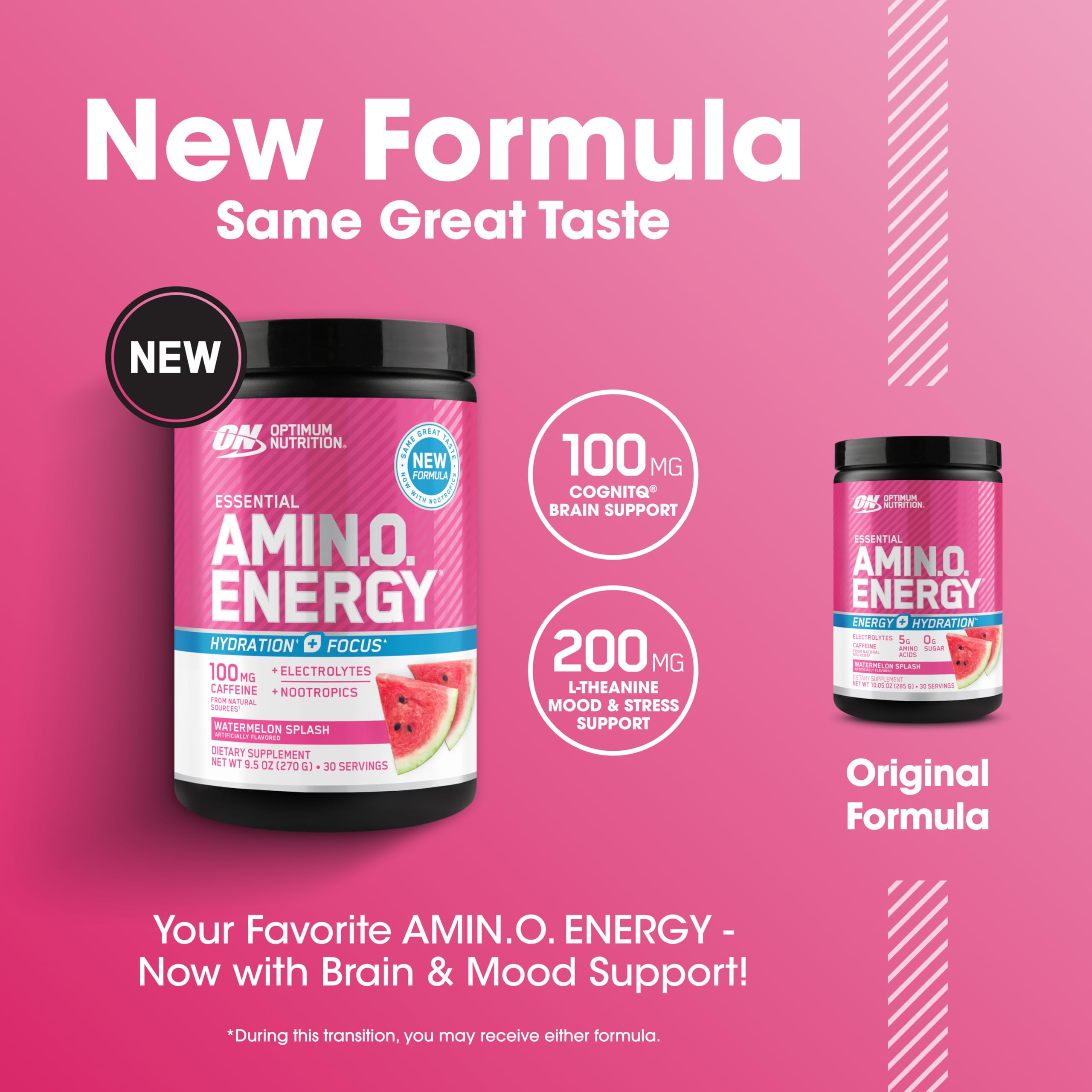 Optimum Nutrition Amino Energy Drink Mix 285g Watermelon flavour mixed in a glass