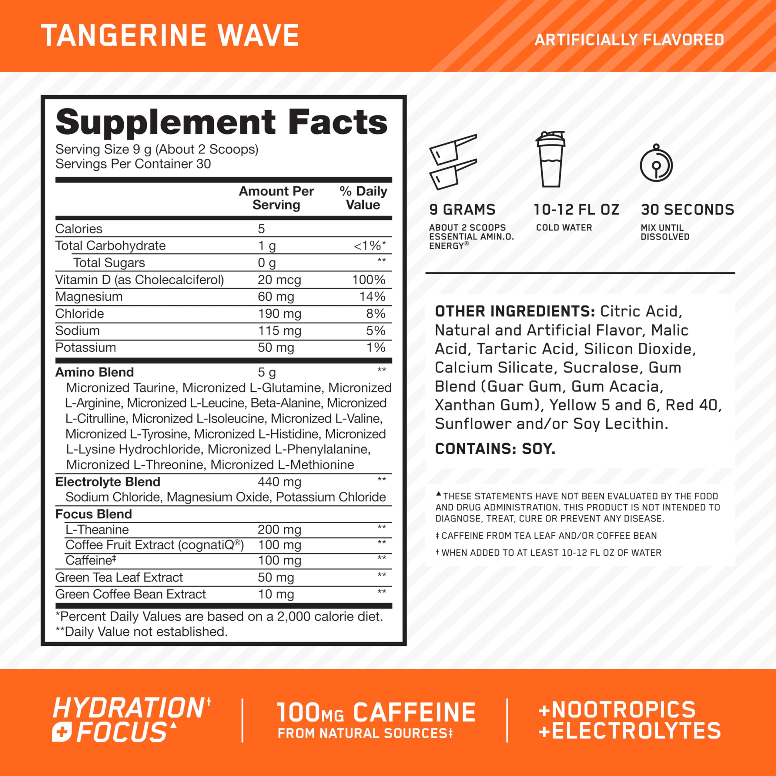 Optimum Nutrition Amino Energy Plus Electrolytes 285g powder packaging