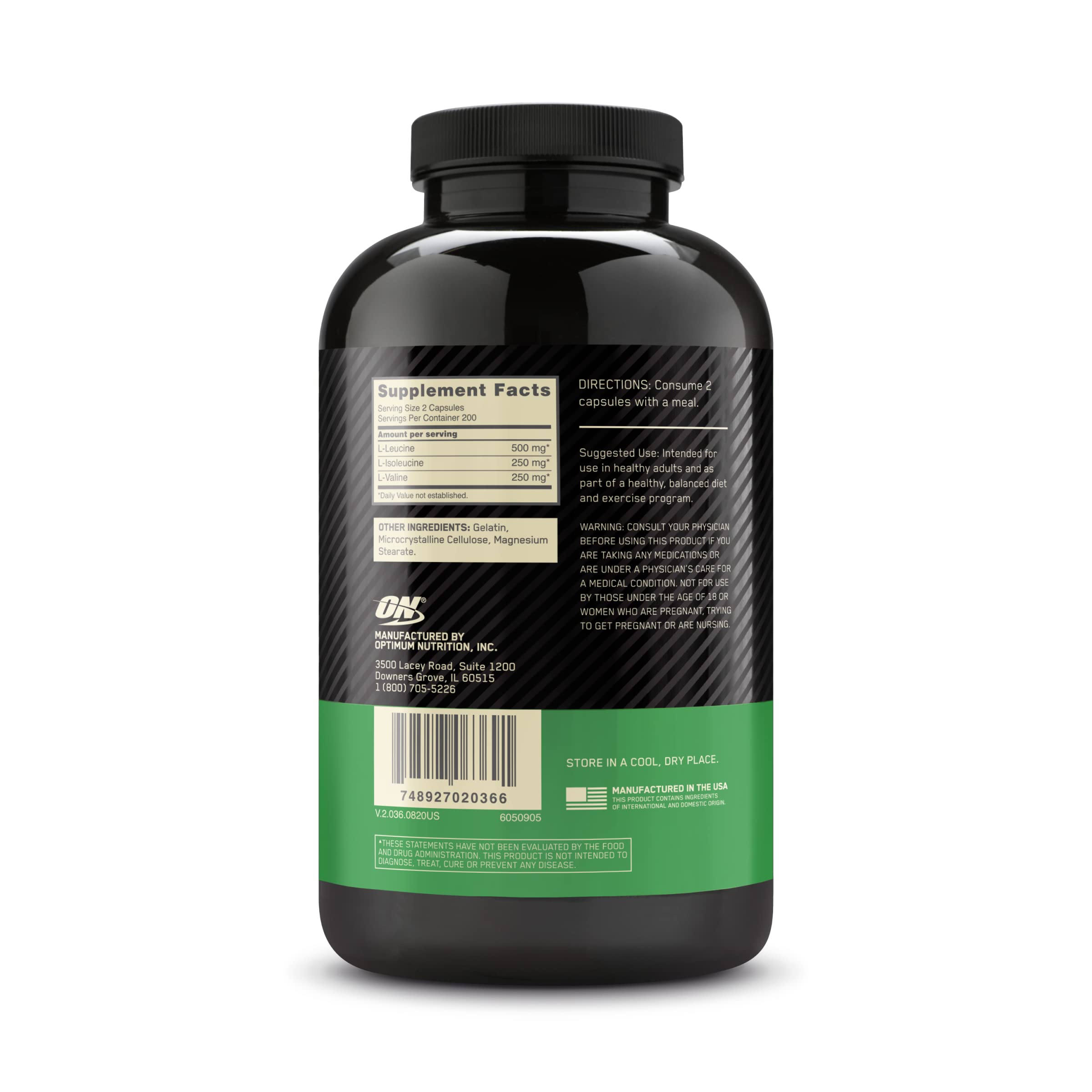 Optimum Nutrition BCAA Essential Amino Acids Capsules serving suggestion