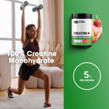 Optimum Nutrition Creatine [+] 720g Strawberry Peach powder in a glass of water
