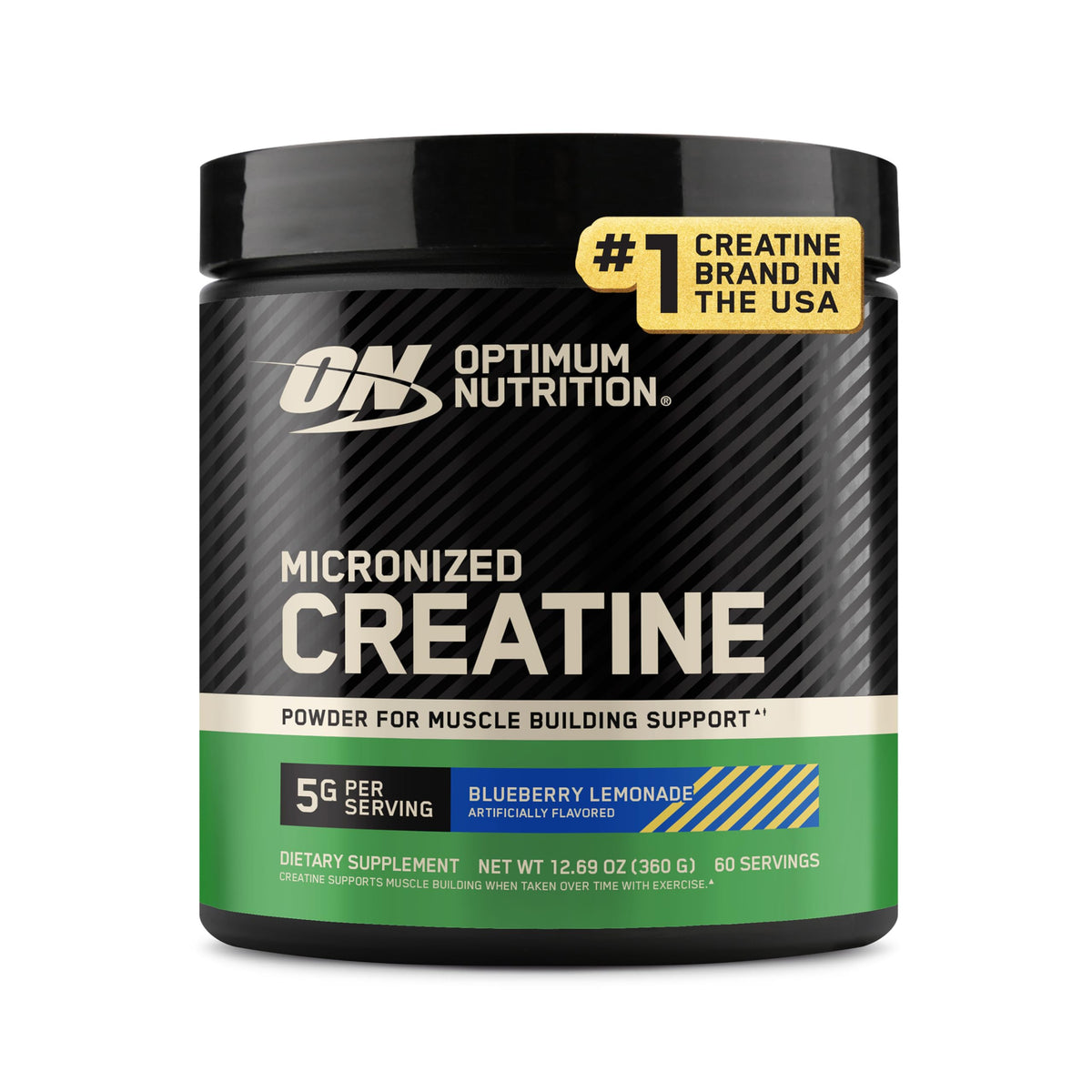 Optimum Nutrition Creatine Monohydrate 360g Blueberry Lemonade front view