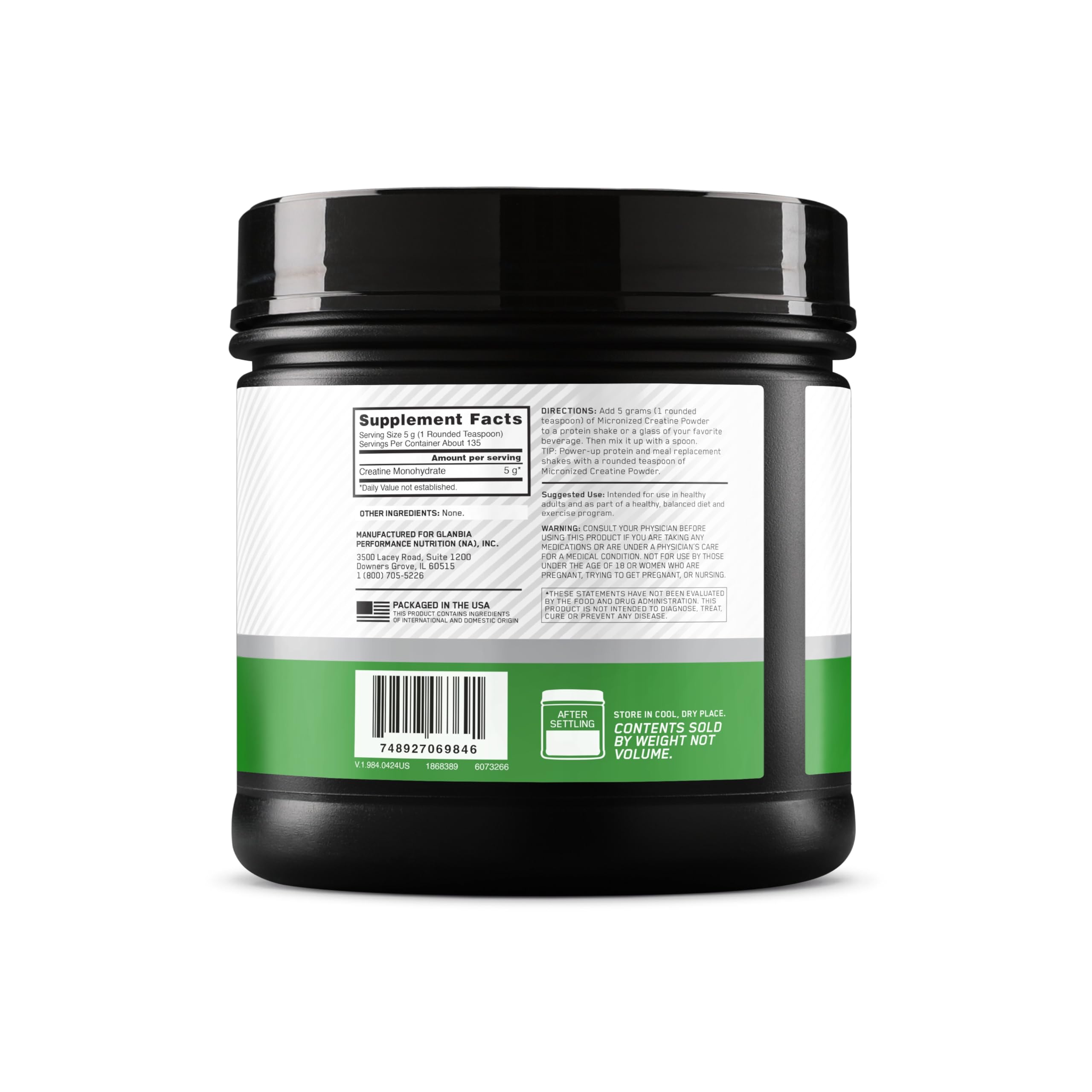 Optimum Nutrition Creatine Monohydrate 726g powder packaging