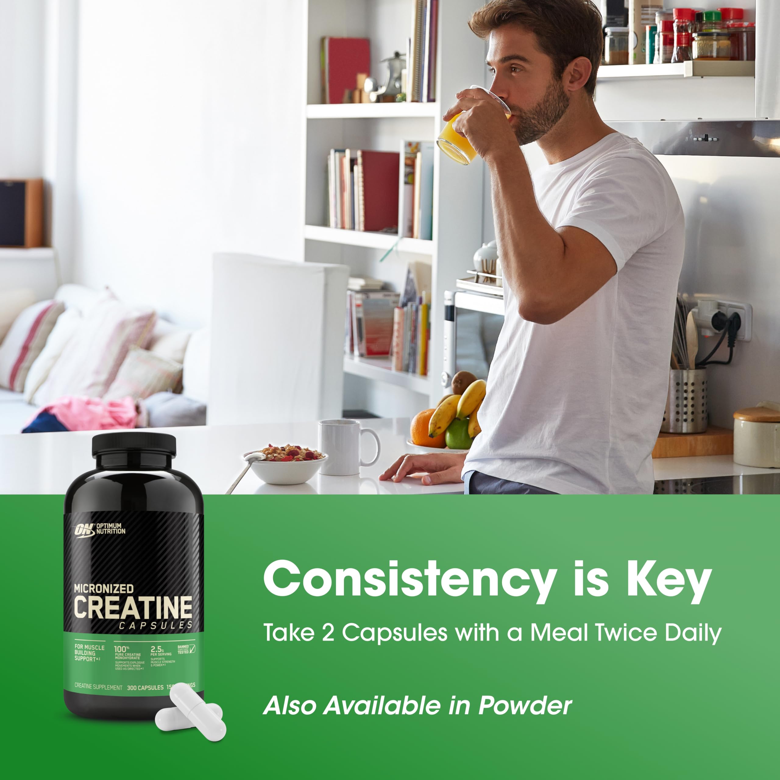 Optimum Nutrition Creatine Monohydrate Capsules back view