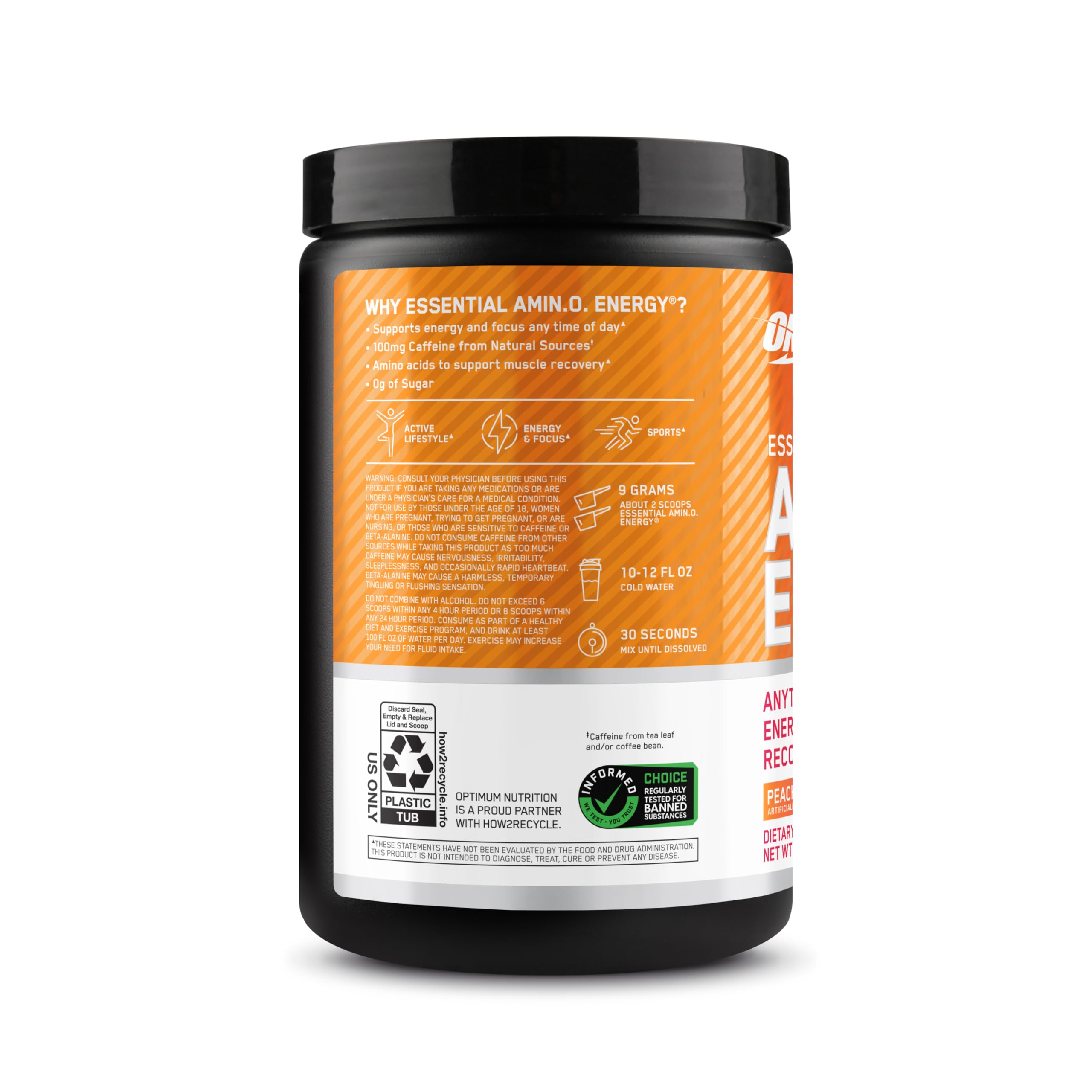 Optimum Nutrition Essential AMIN.O. ENERGY 270g on a kitchen counter