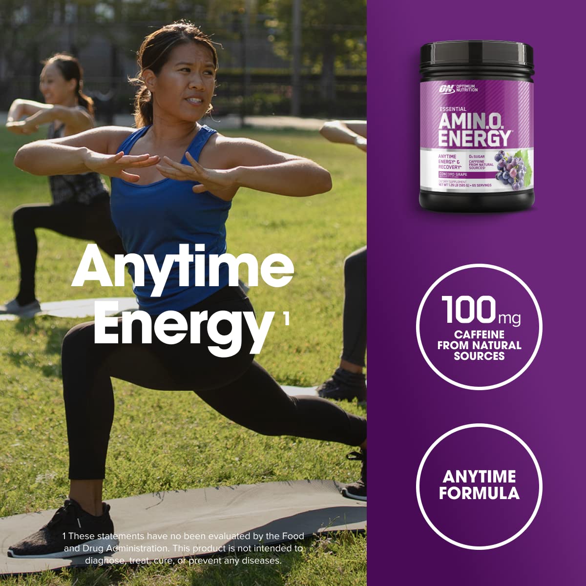 Optimum Nutrition Essential Amino Energy 585g Powder mixed in a glass