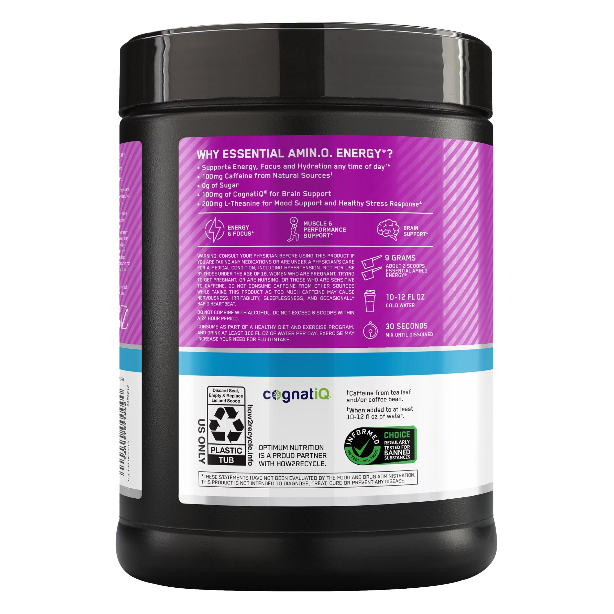 Optimum Nutrition Essential Amino Energy + Electrolytes 737g ingredients list