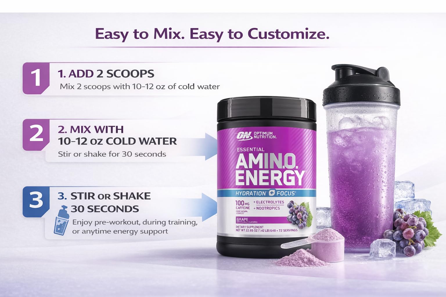 Optimum Nutrition Essential Amino Energy + Electrolytes 737g nutritional information