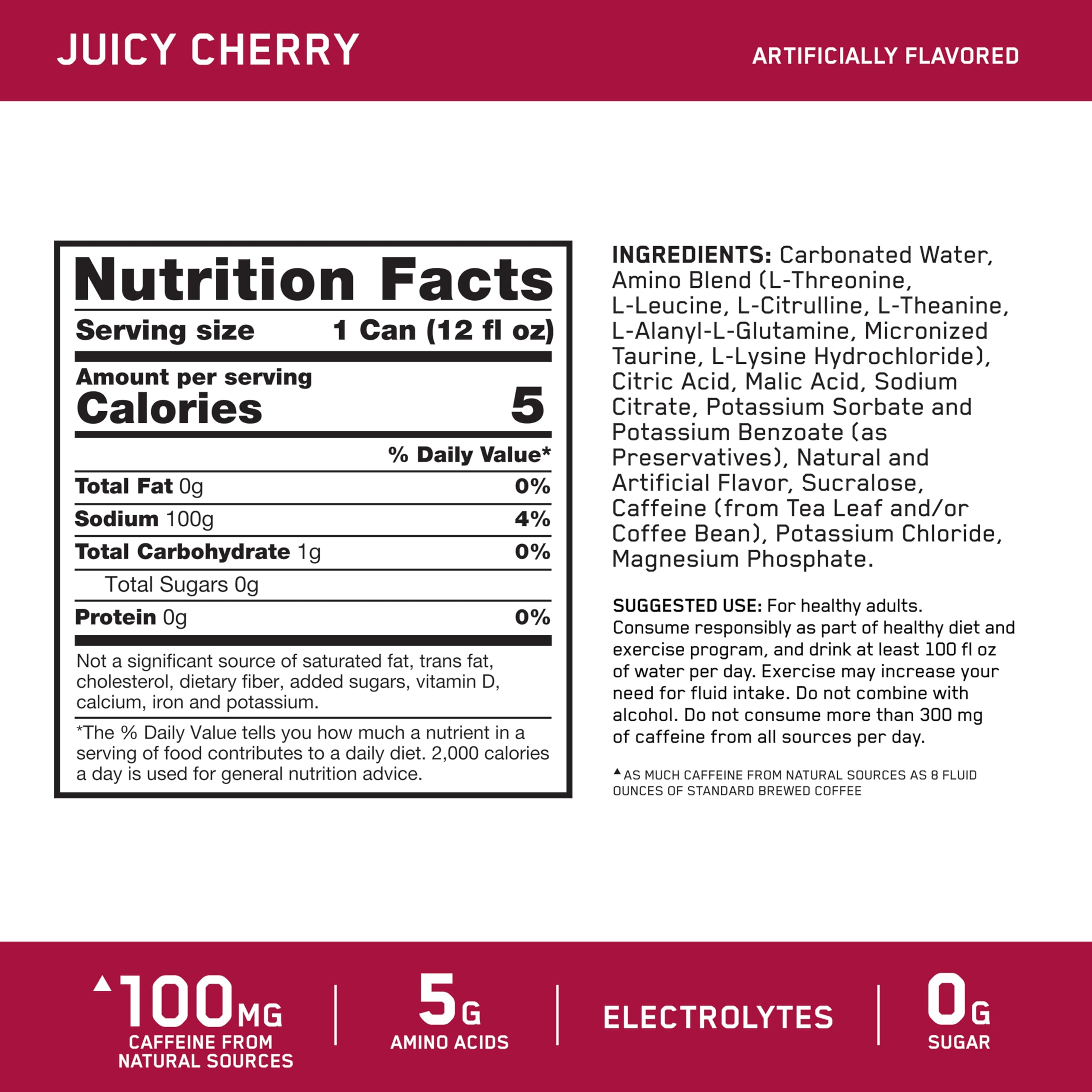 Optimum Nutrition Essential Amino Energy Sparkling Drink Juicy Cherry flavour