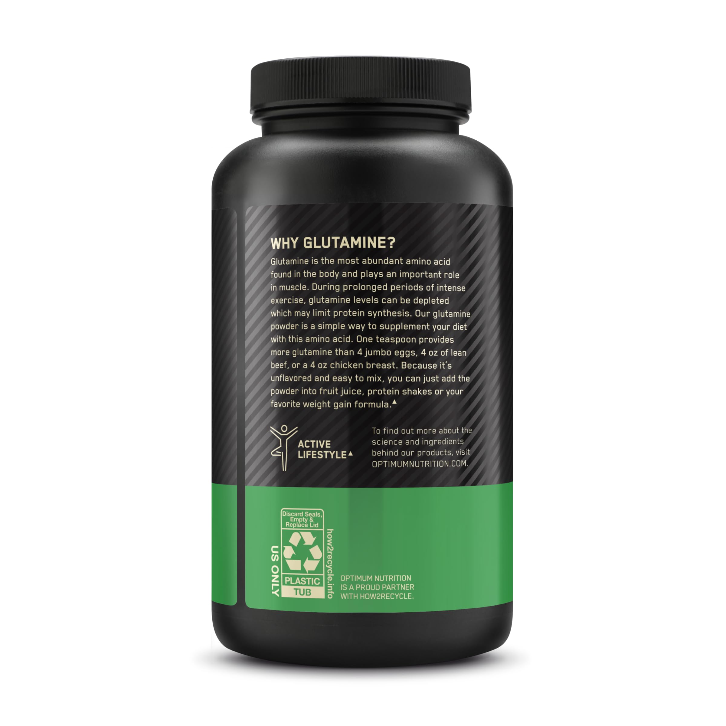 Optimum Nutrition L-Glutamine Muscle use Powder 300g serving suggestion