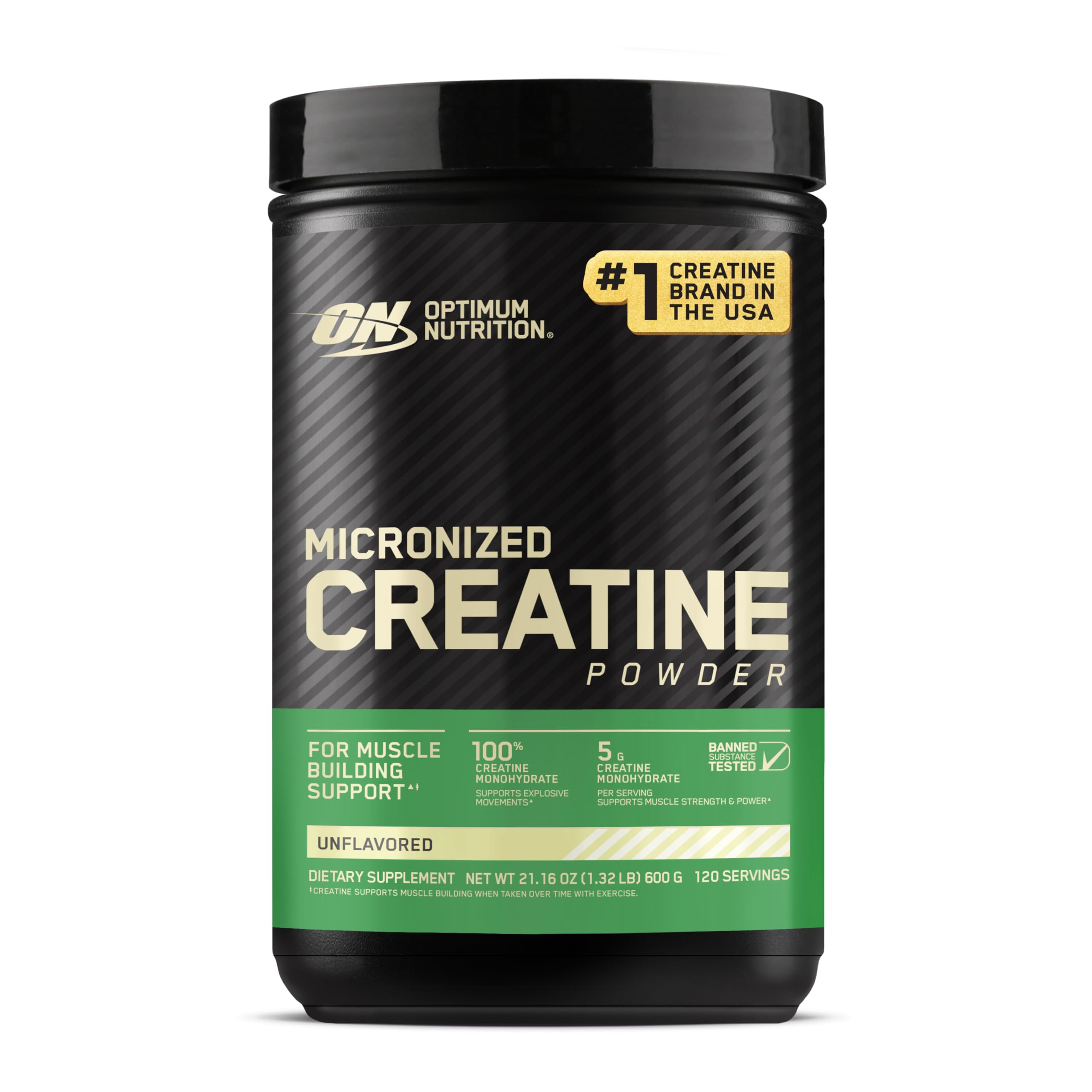 Optimum Nutrition Micronized Creatine Powder 600g front view
