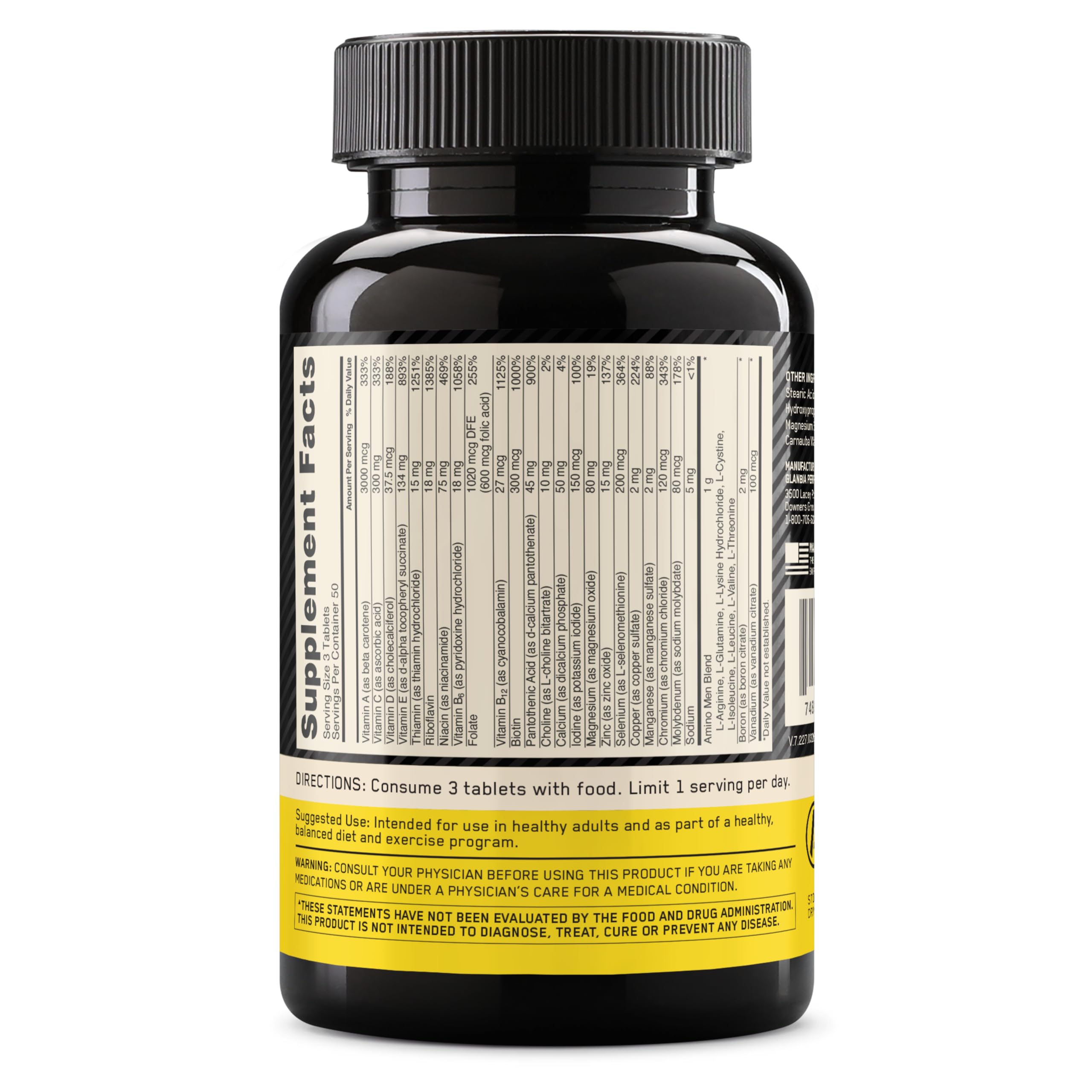 Optimum Nutrition Opti-Men Daily Multivitamin 150 tablets opened container