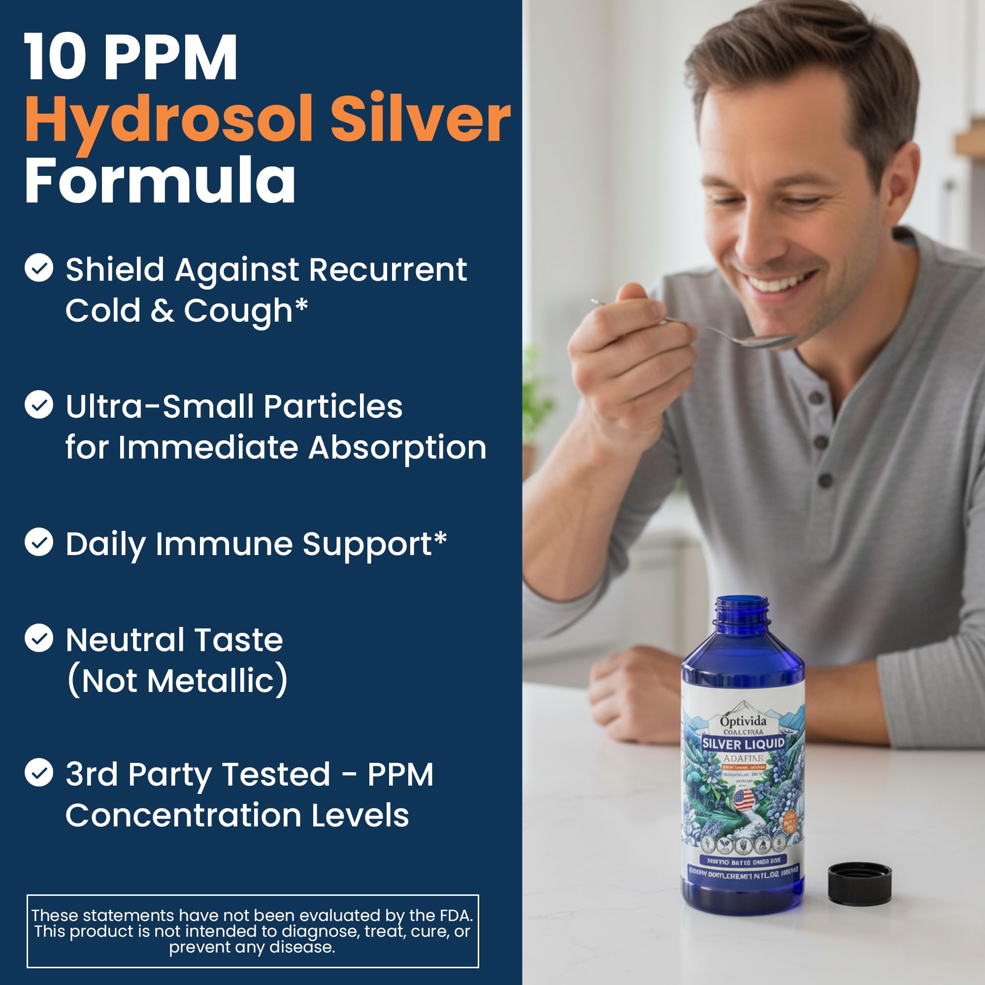 OPTIVIDA Colloidal Silver 10 PPM 490g side view