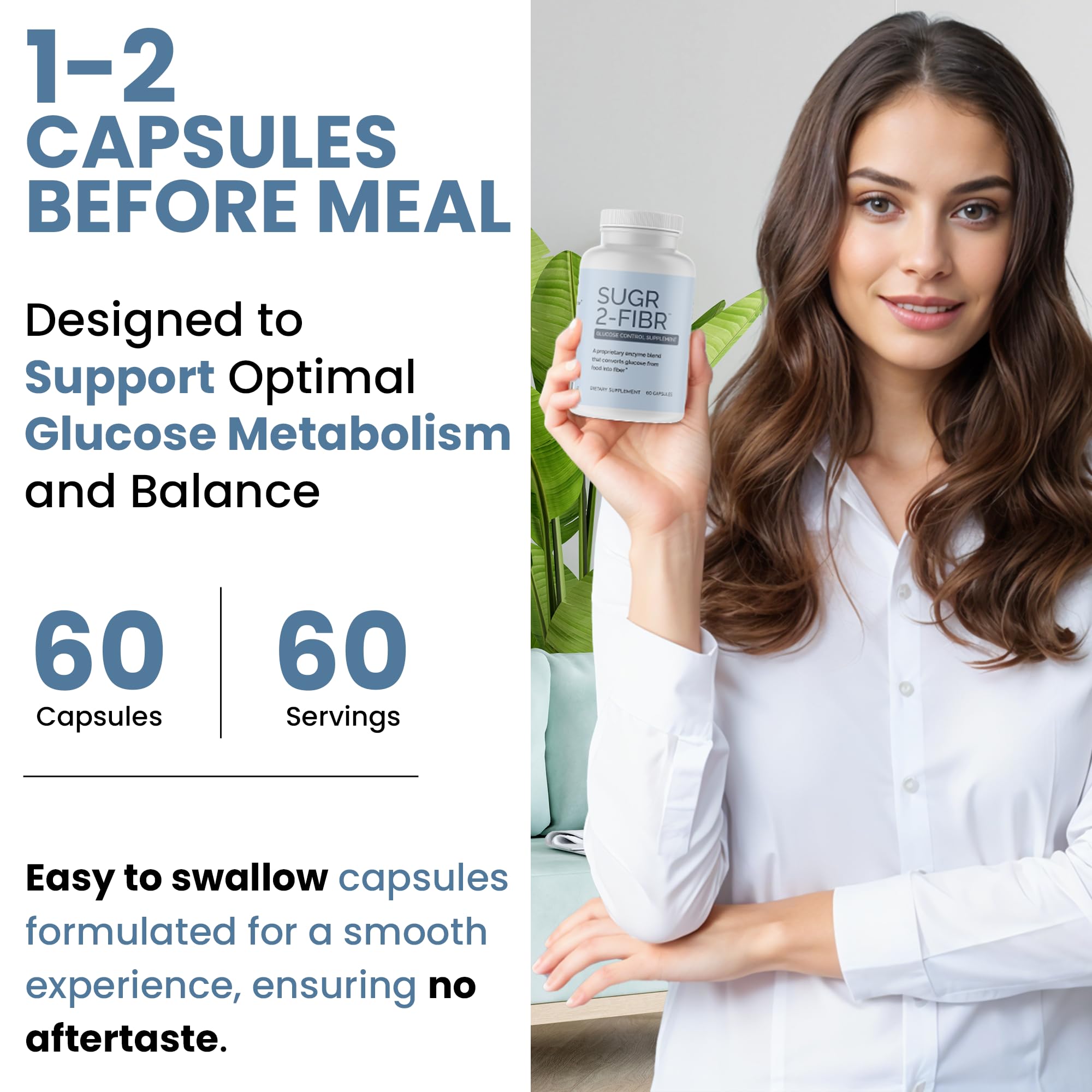 OPTIVIDA SugR-2-FibR capsules with a measuring spoon
