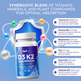 Optiwav D3 K2 Magnesium Capsules bottle side view