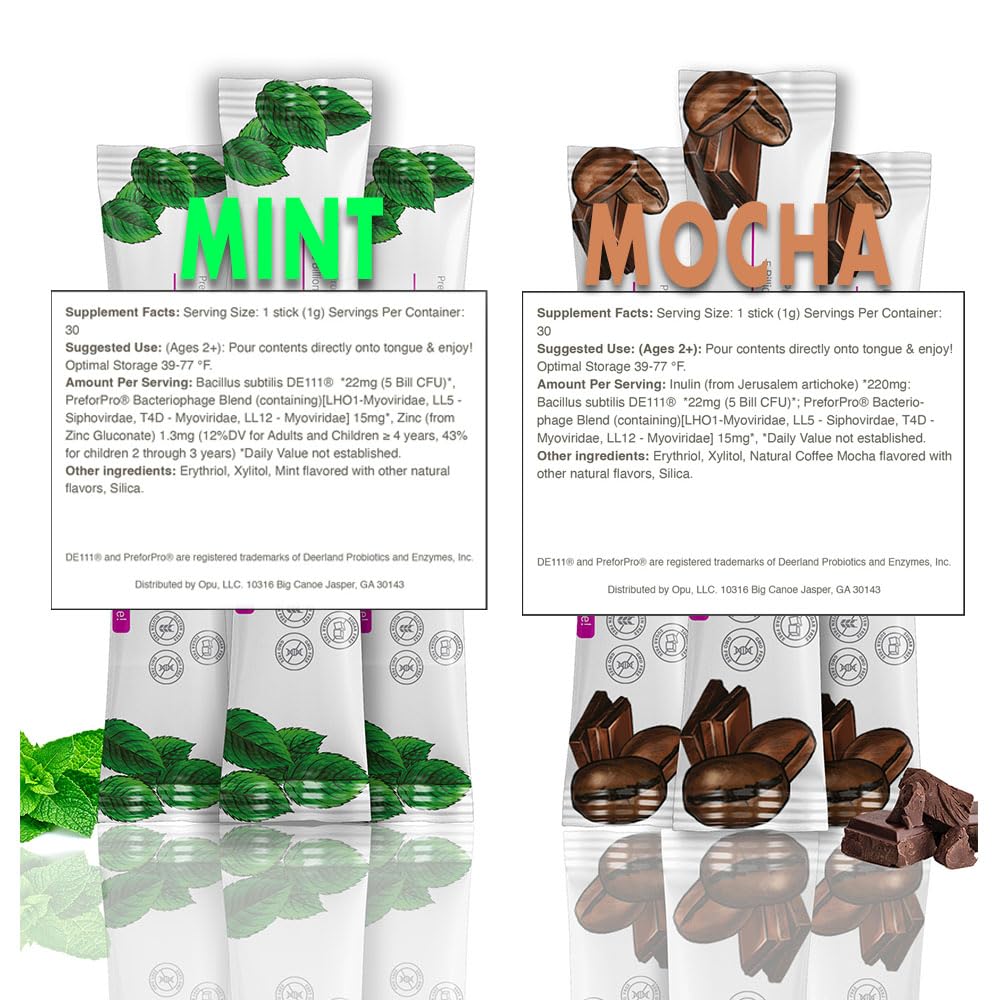 'Opu Probiotics Mocha flavour prebiotic + probiotic powder front view
