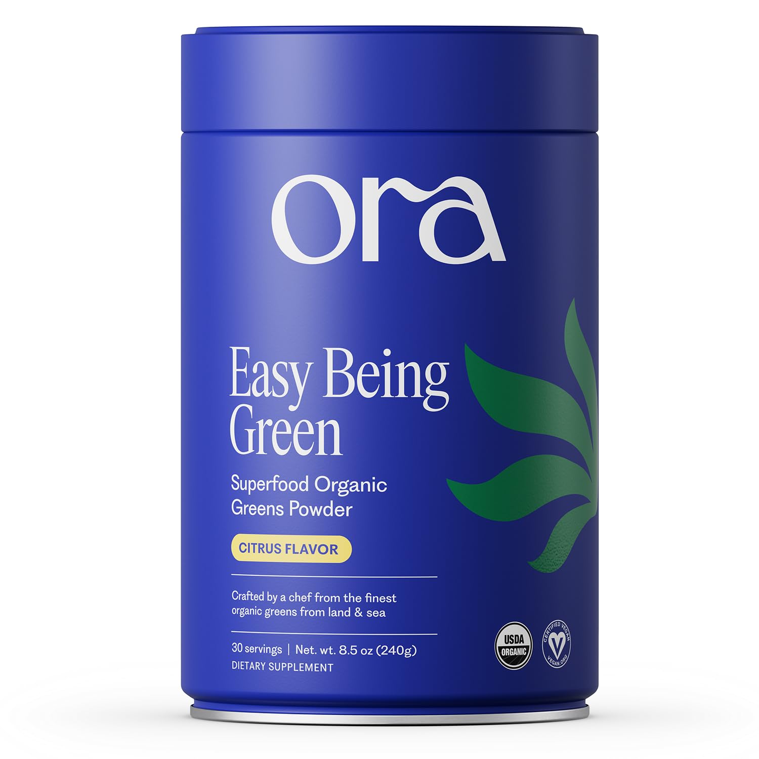 Ora Organic Greens Supplement 340g front view with packaging