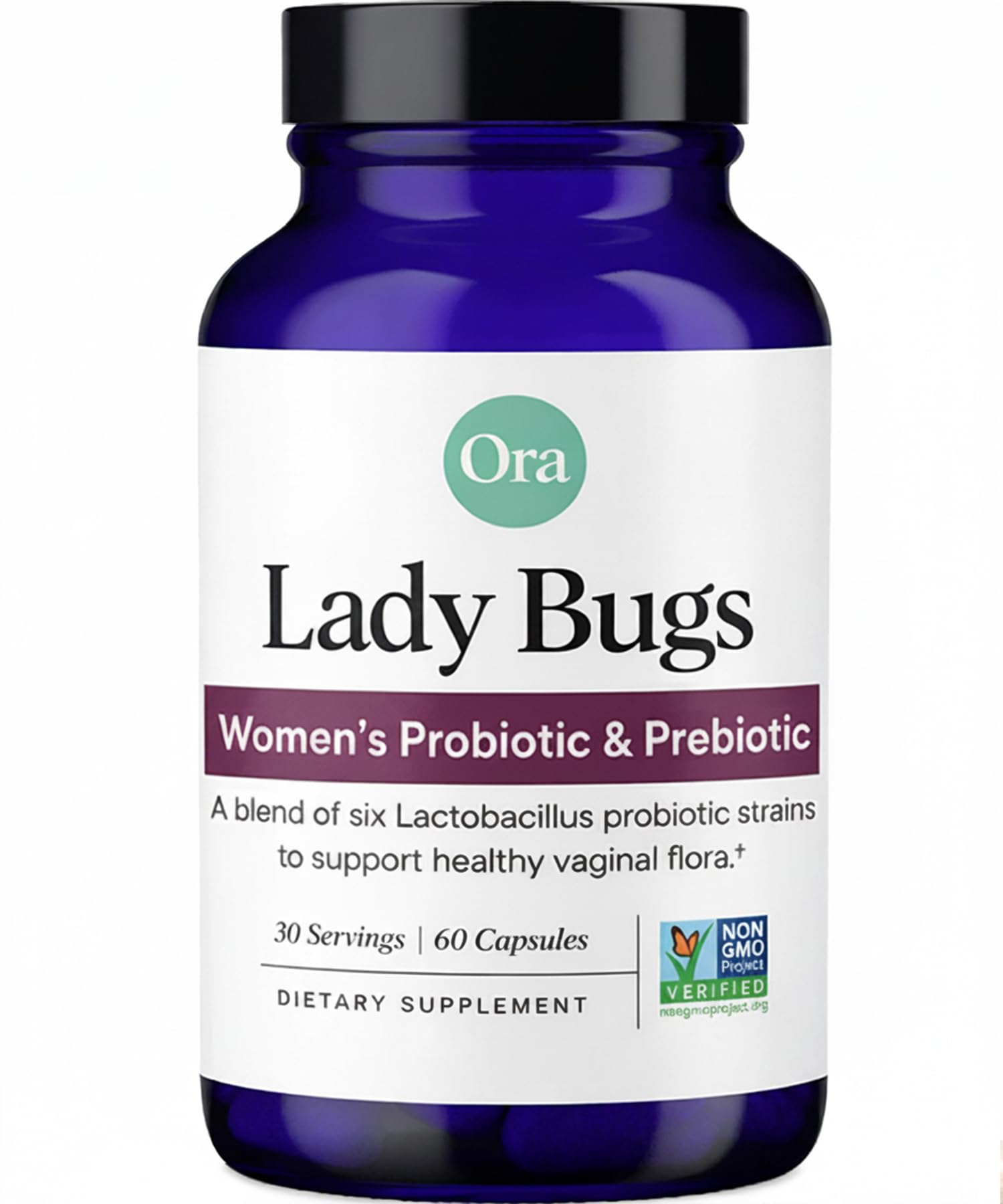 Ora Organic Lady Bugs Prebiotic Capsules front view