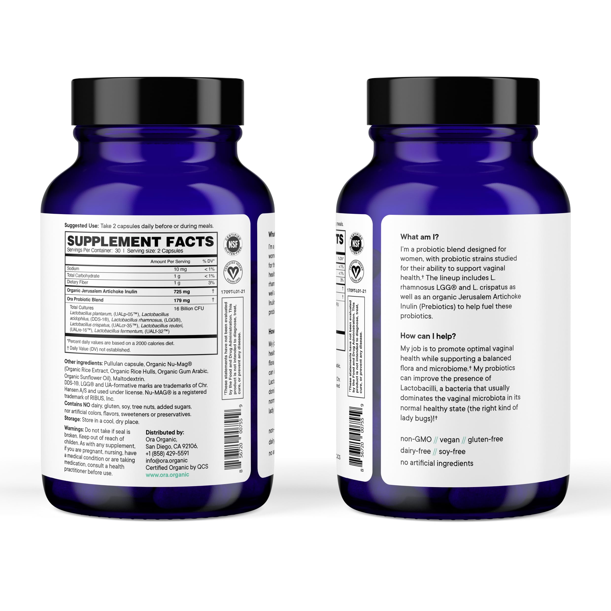 Ora Organic Lady Bugs Prebiotic Capsules on a wooden table