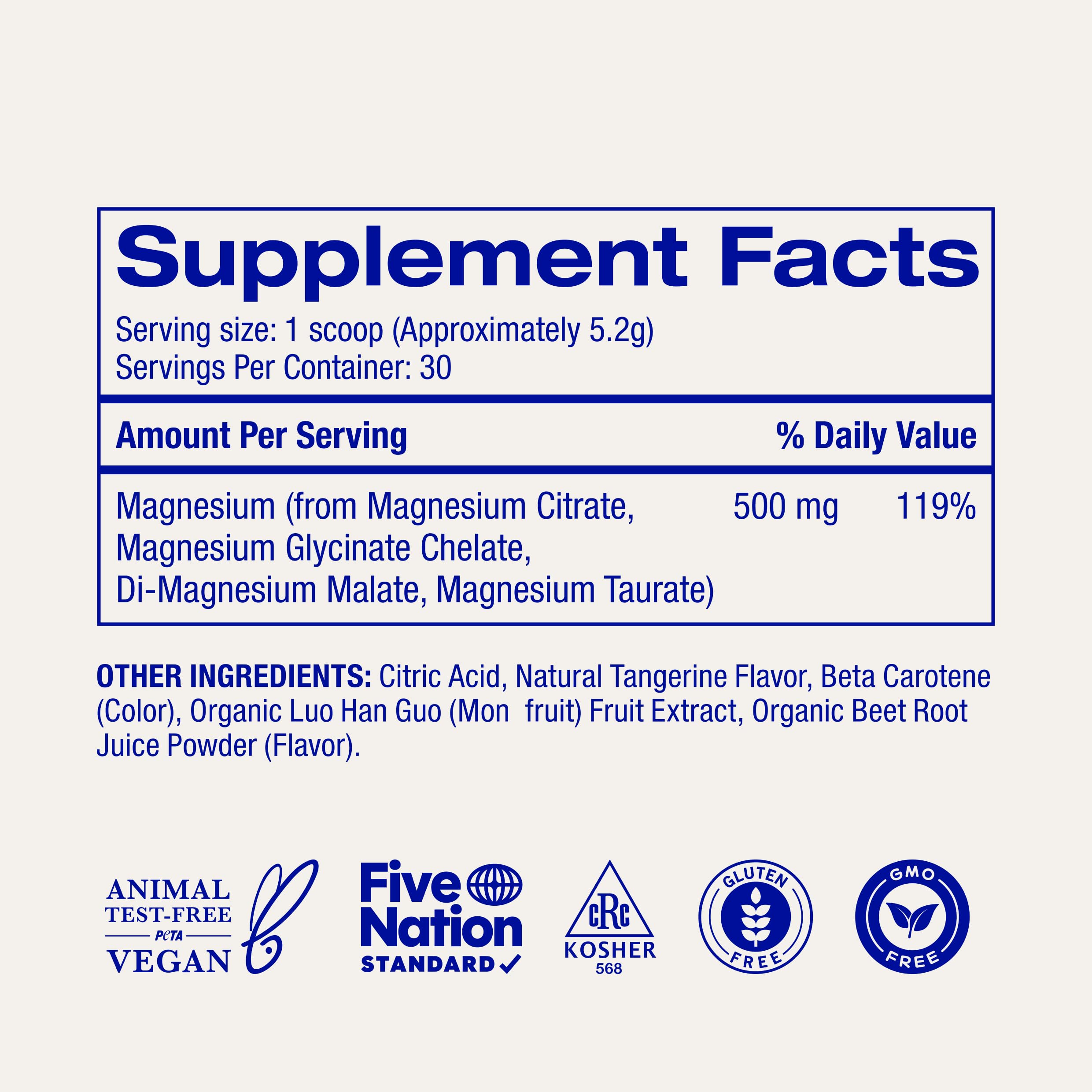 Ora Organic Magnesium Complex Powder 220g with tangerine flavour
